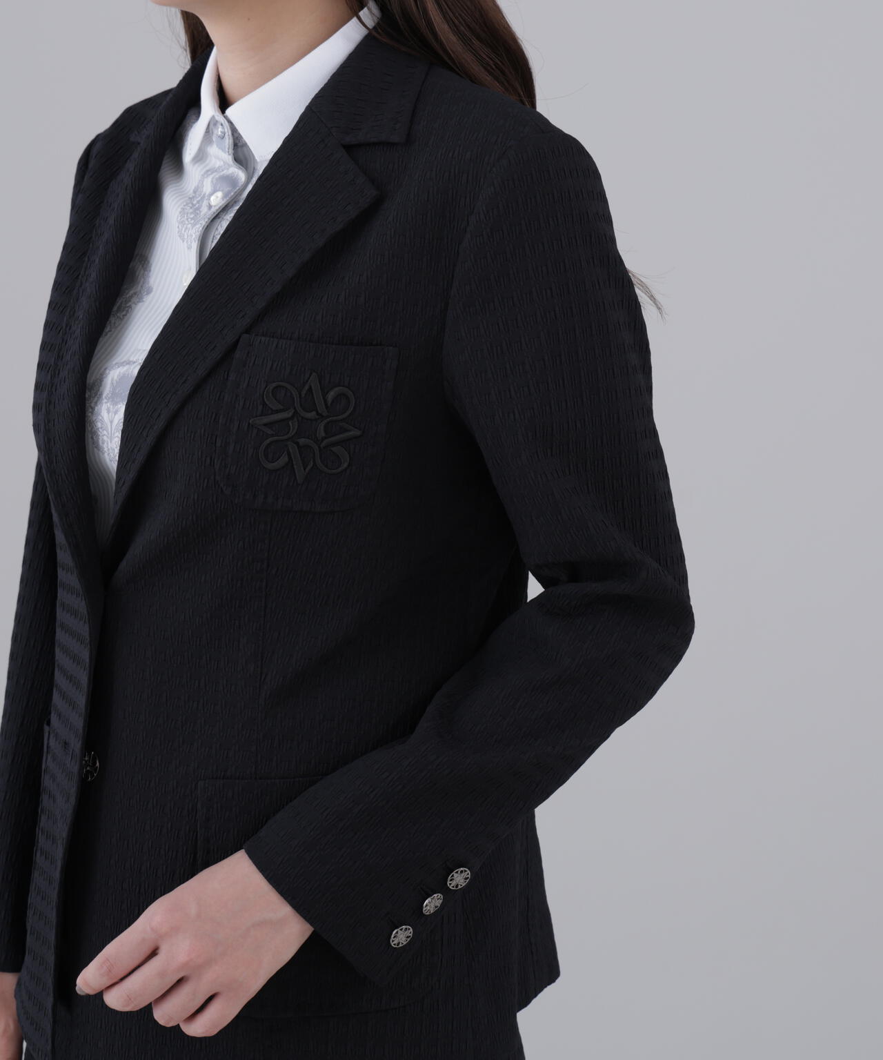 【ストレッチ】ふくれジャガードジャケット (WOMENS)