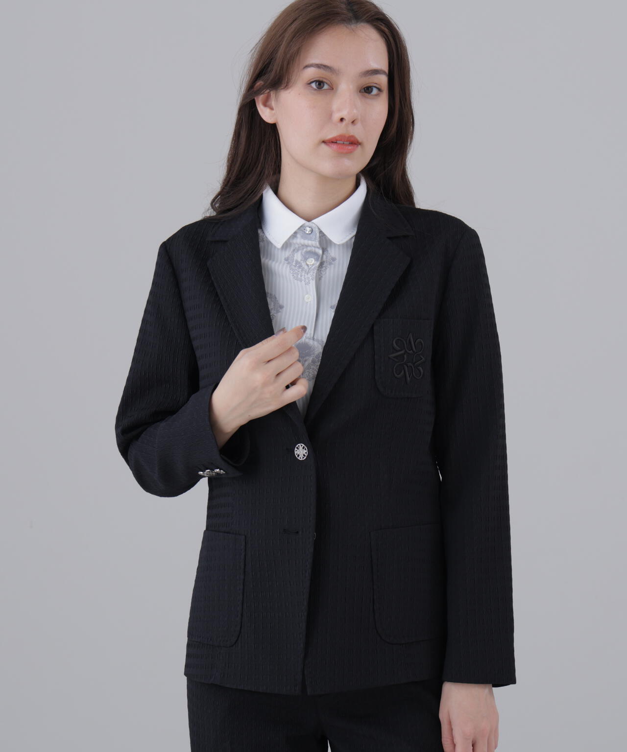 【ストレッチ】ふくれジャガードジャケット (WOMENS)