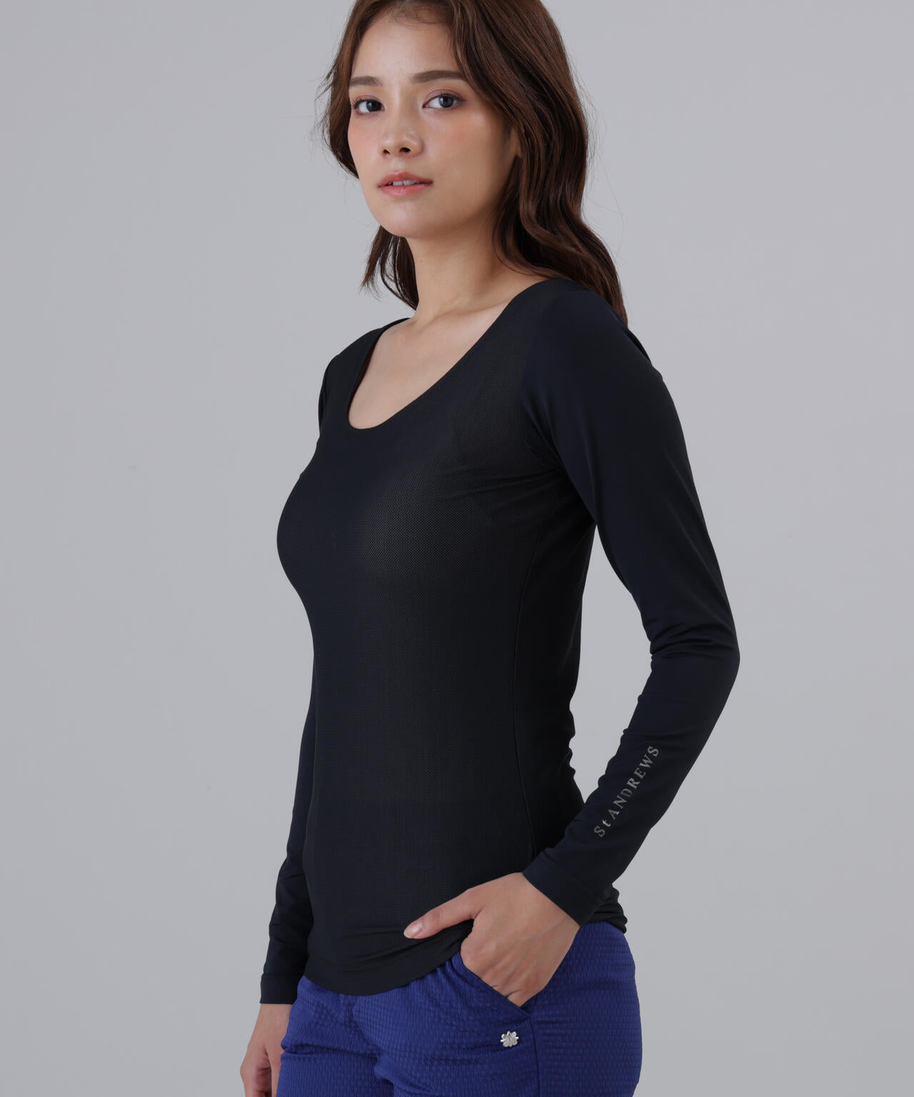 【吸水速乾】【UVカット】TWINCOT UV×メッシュ長袖Uネックインナー (WOMENS)