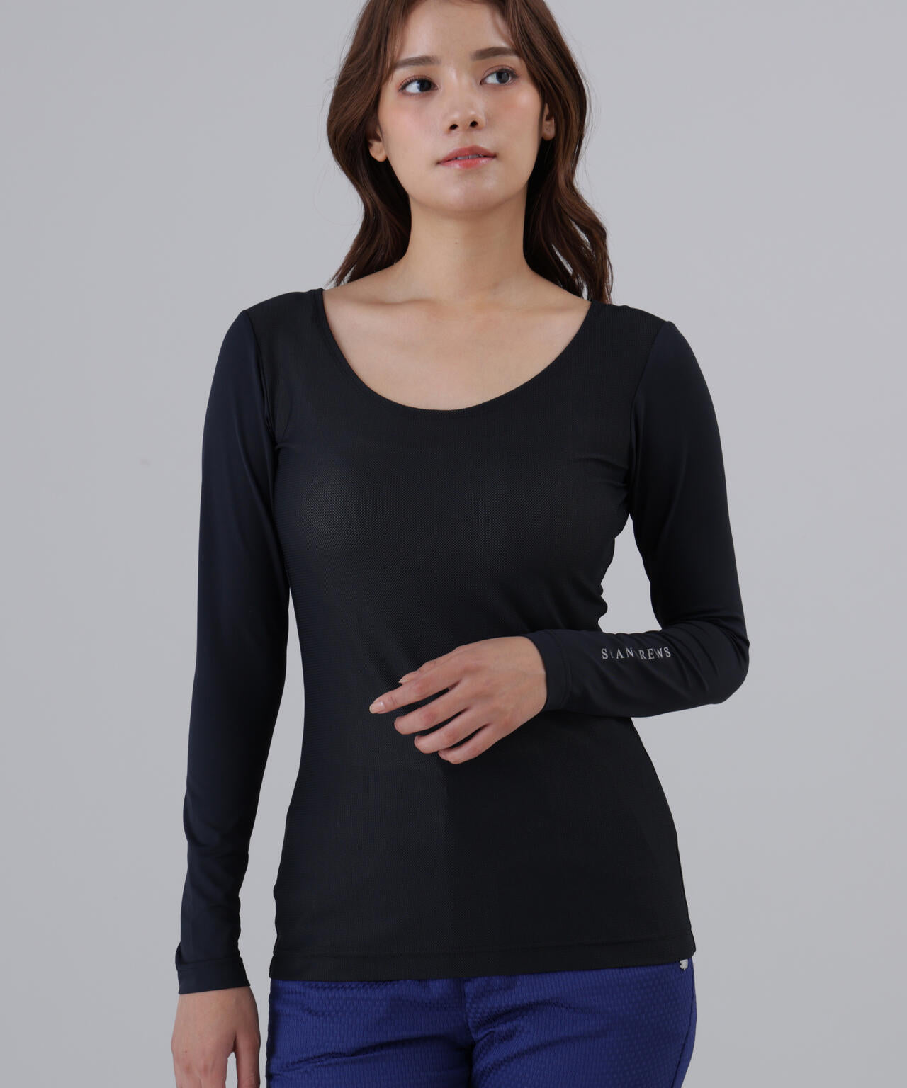 【吸水速乾】【UVカット】TWINCOT UV×メッシュ長袖Uネックインナー (WOMENS)