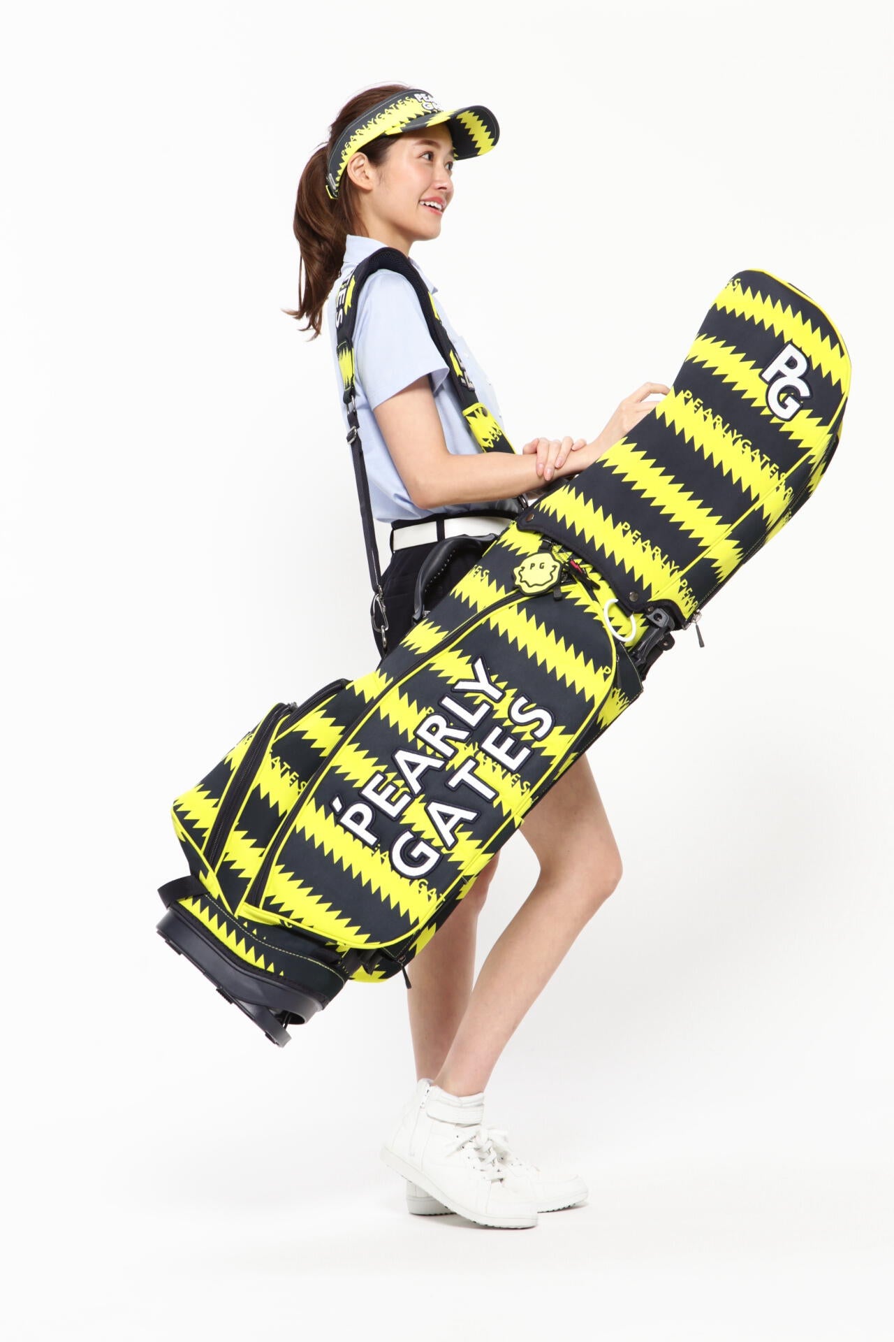 スタンド式 キャディバッグ <ギザギザボーダー柄> (46インチ対応) (UNISEX)