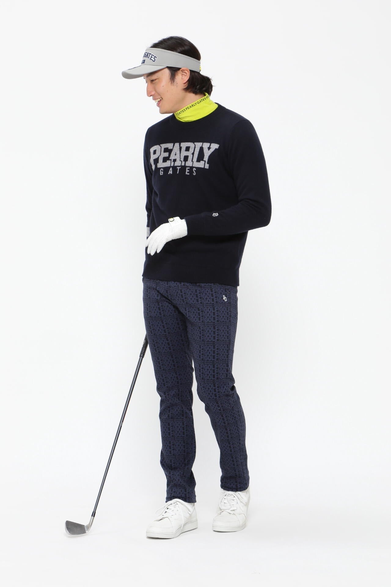 GOLF柄 (小) コットンストレッチカルゼ表ピーチ 5ポケットパンツ <GOLFロゴ>