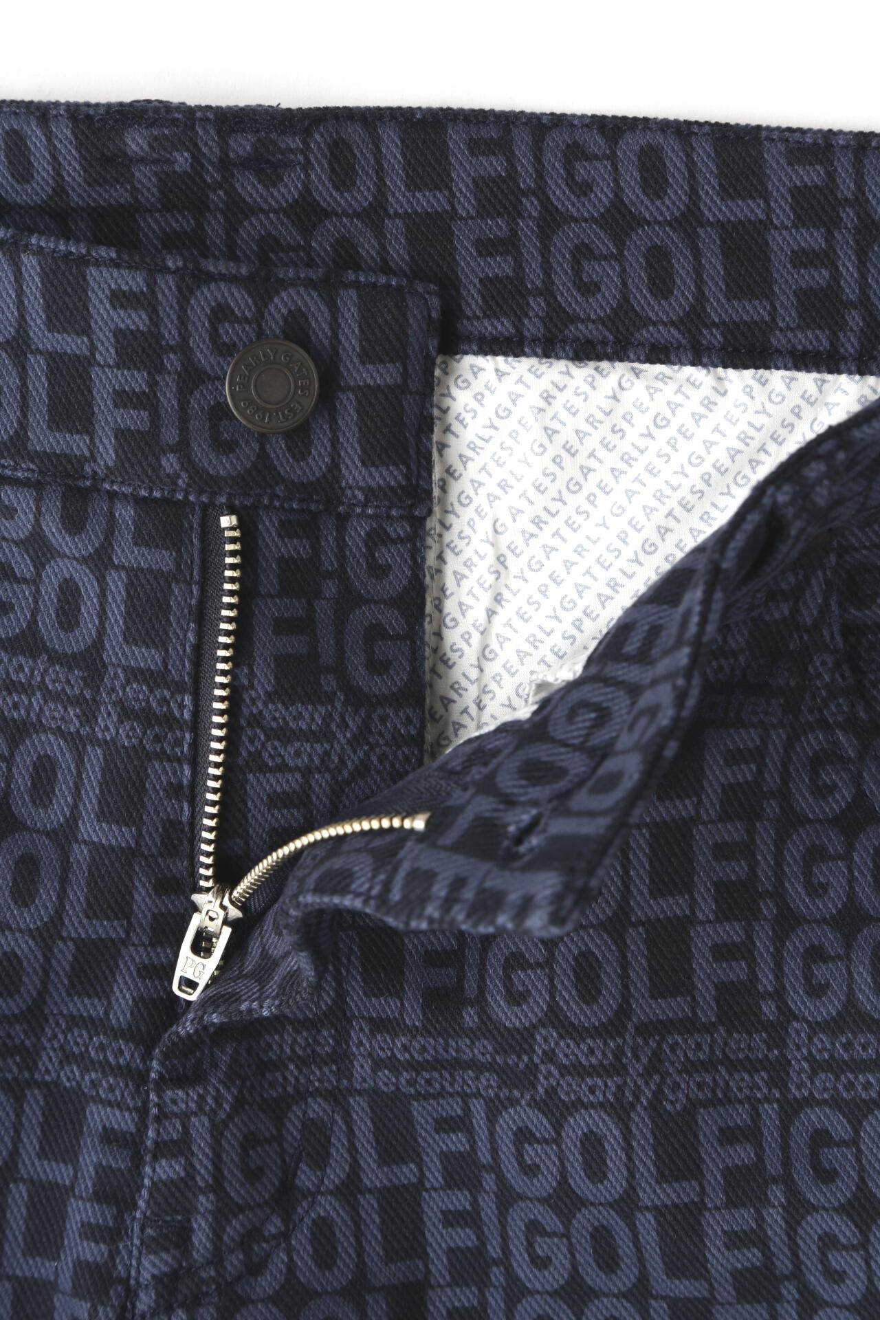 GOLF柄 (小) コットンストレッチカルゼ表ピーチ 5ポケットパンツ <GOLFロゴ>