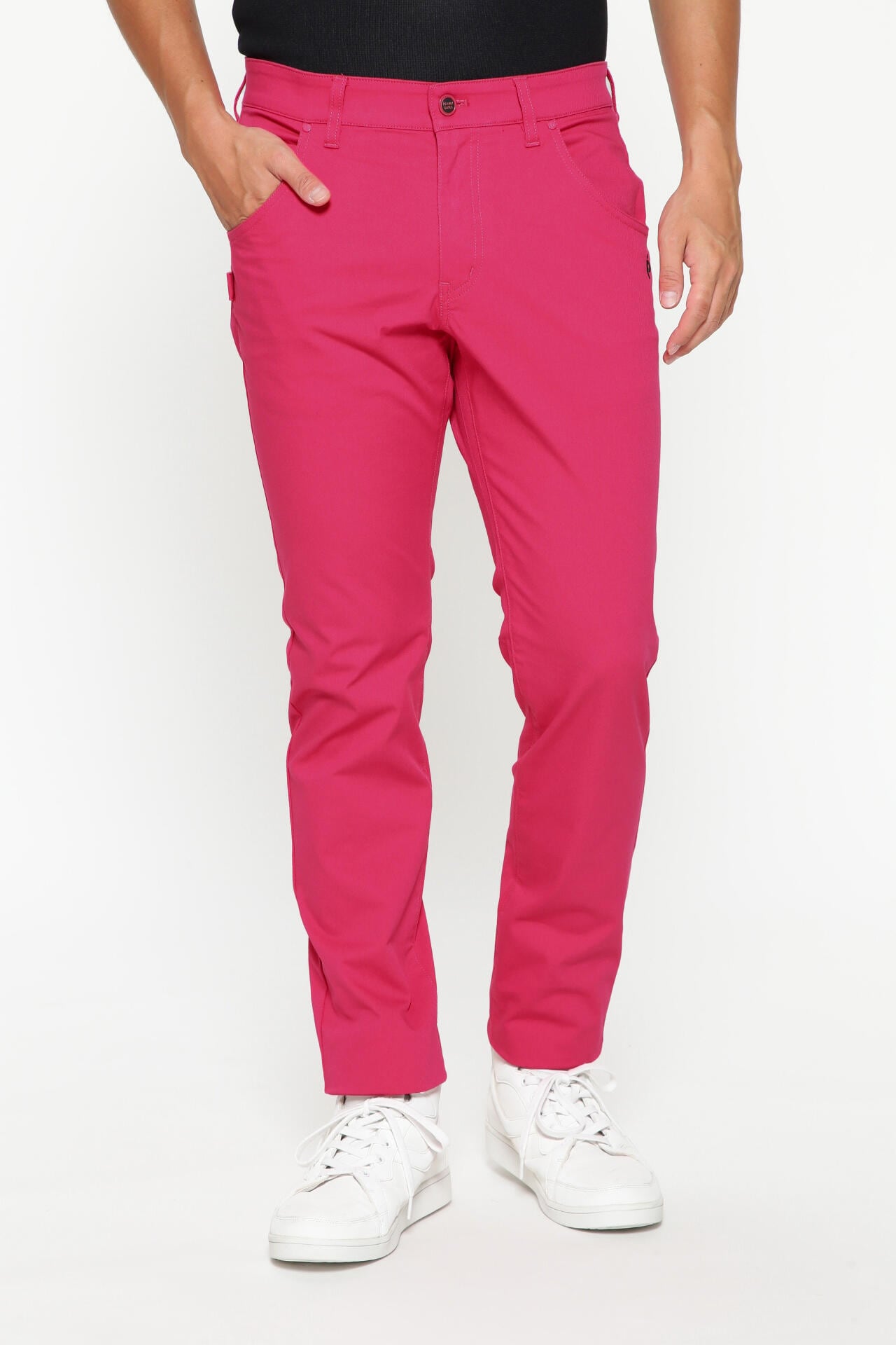 C/Pe ドライストレッチドビーカルゼ 5ポケットパンツ <Pink with BLACK>