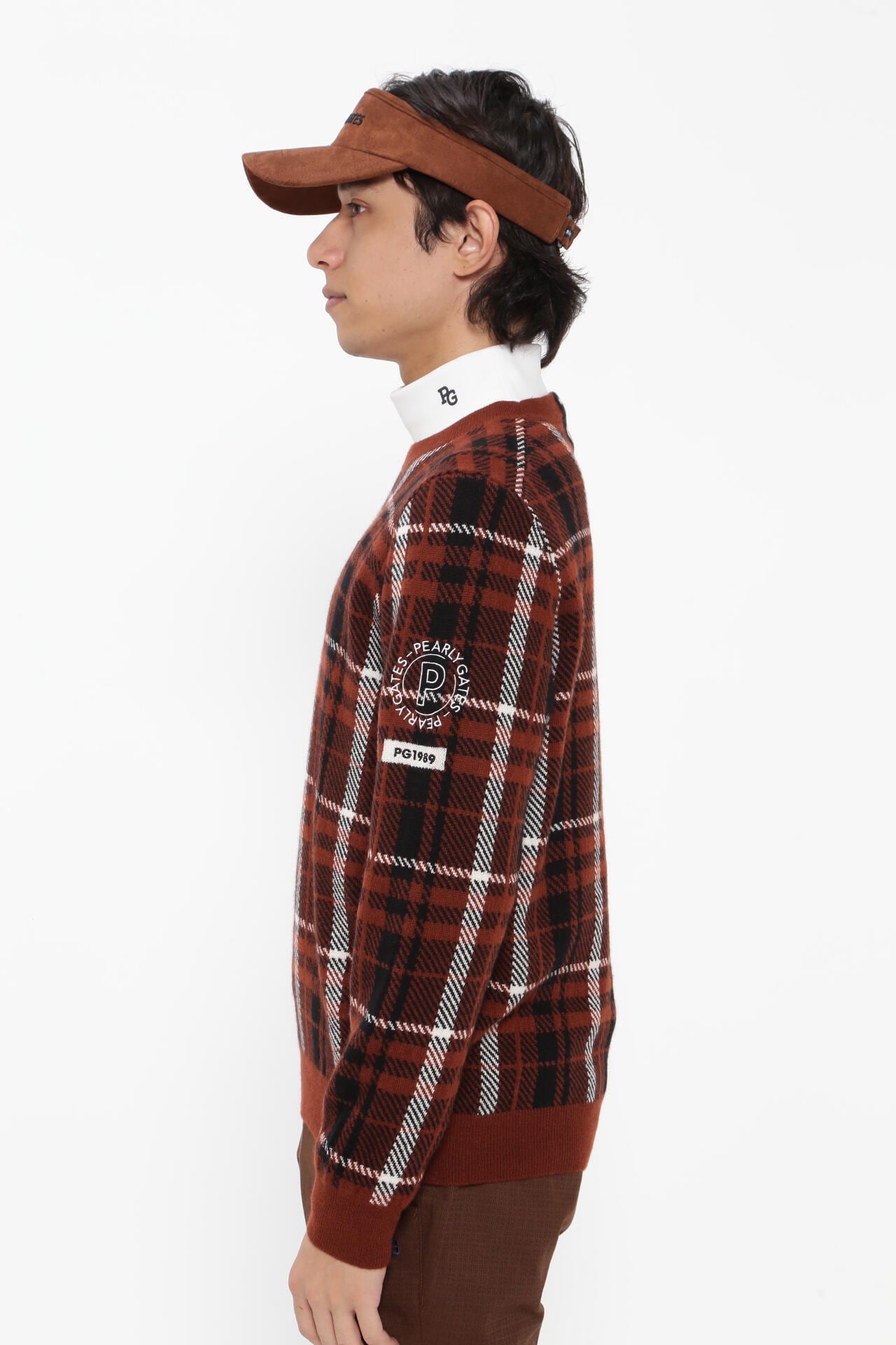 カシミア天竺 クルーネックニットプルオーバー <CHECKシリーズ>