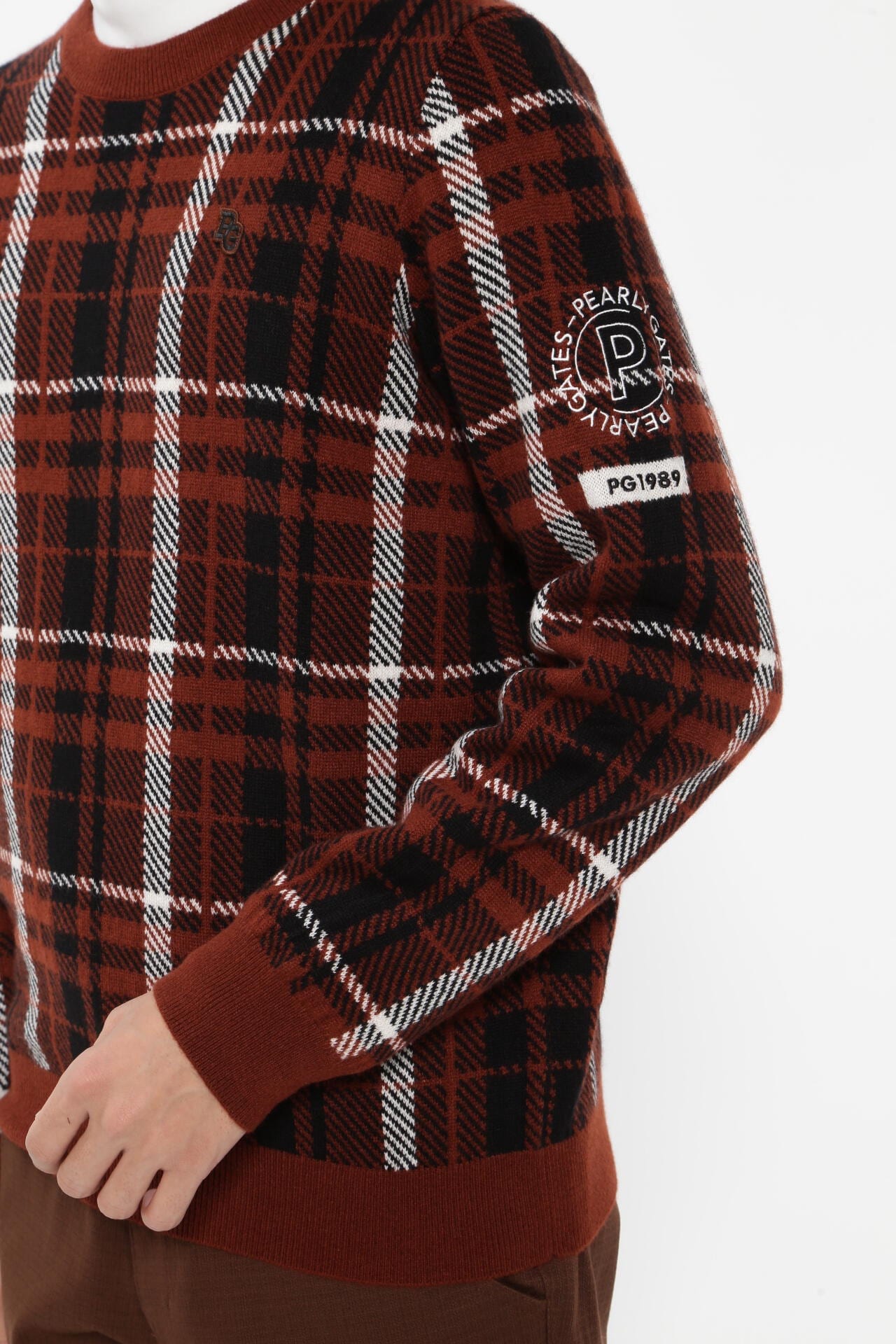 カシミア天竺 クルーネックニットプルオーバー <CHECKシリーズ>
