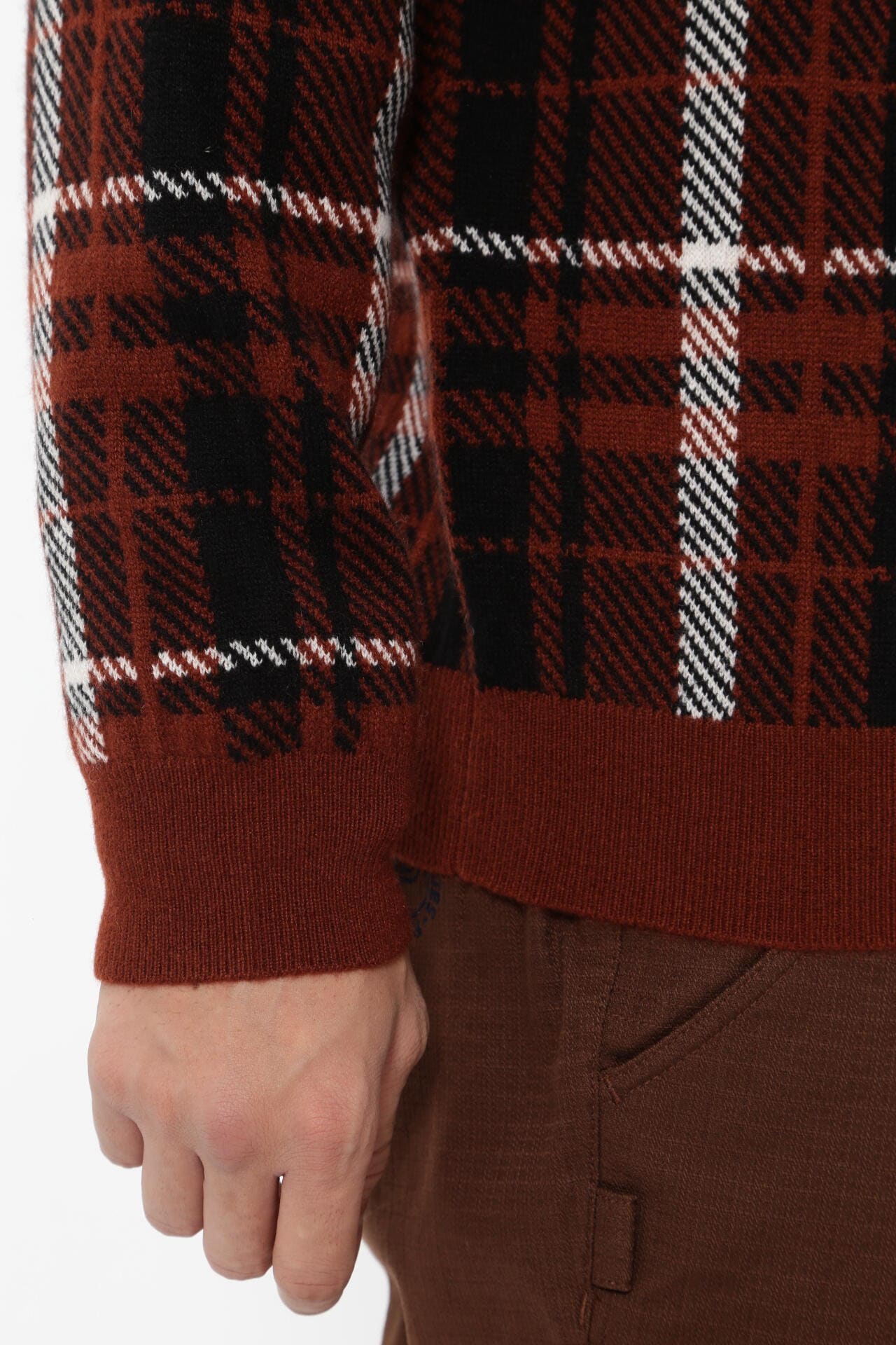 カシミア天竺 クルーネックニットプルオーバー <CHECKシリーズ>