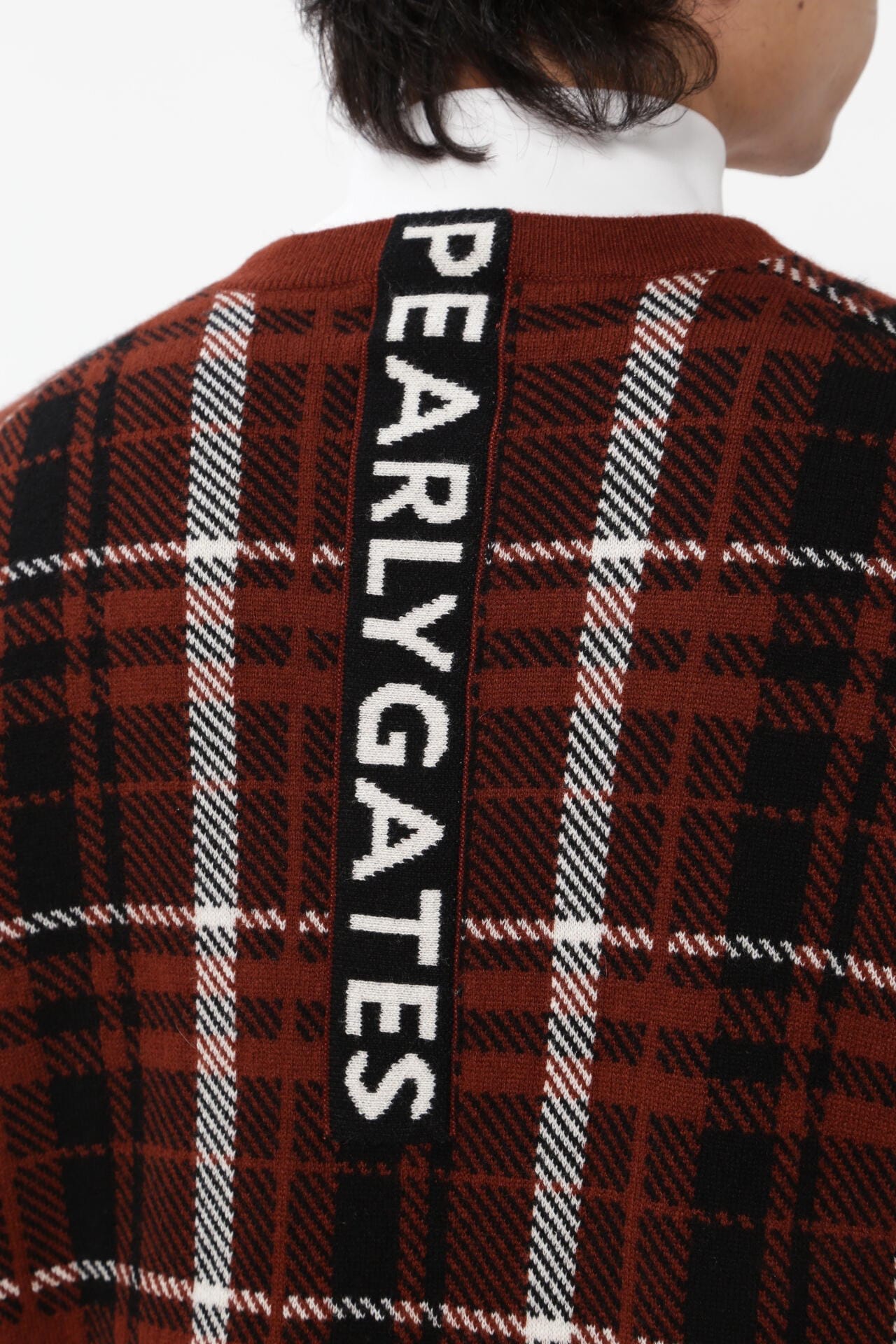 カシミア天竺 クルーネックニットプルオーバー <CHECKシリーズ>