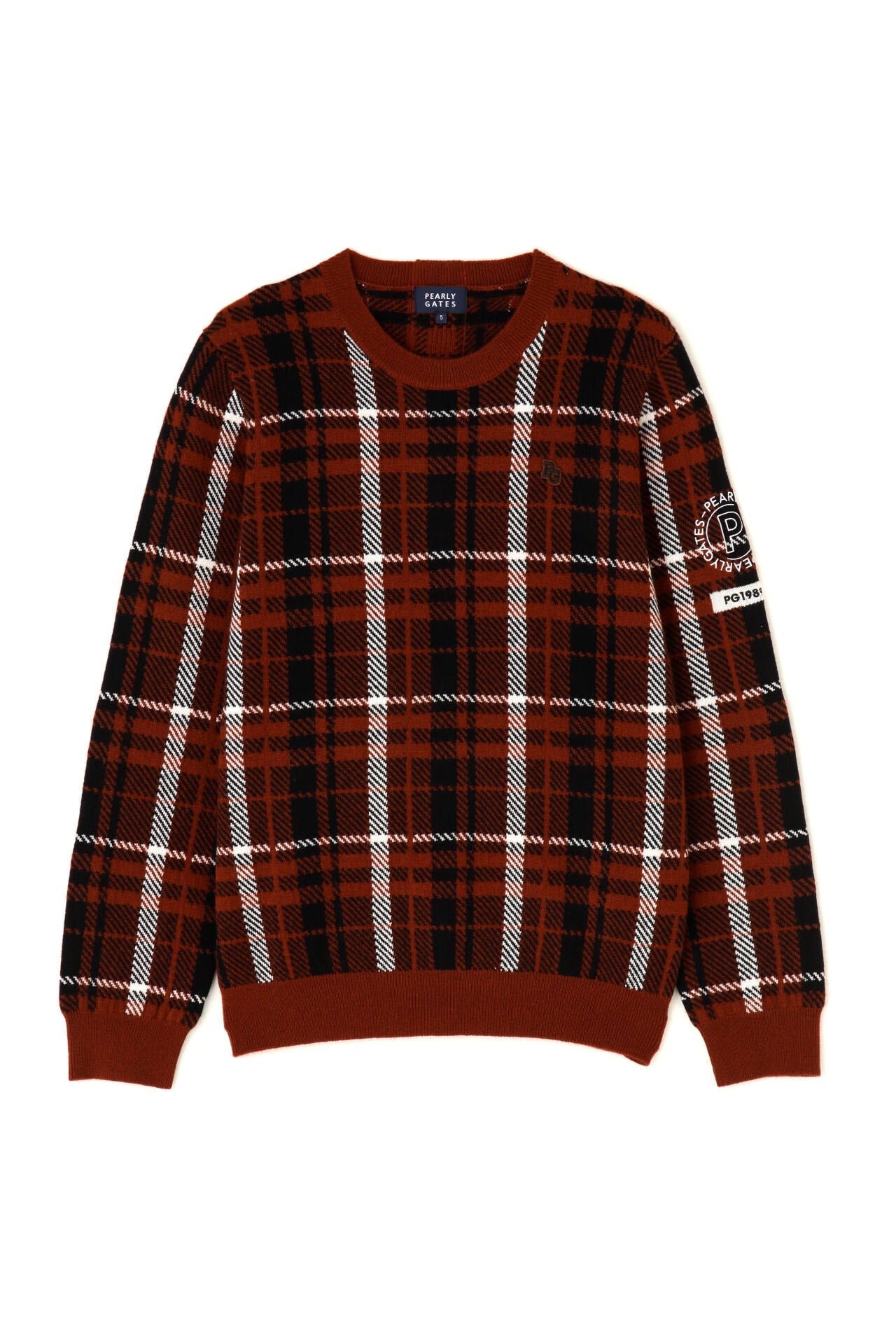 カシミア天竺 クルーネックニットプルオーバー <CHECKシリーズ>