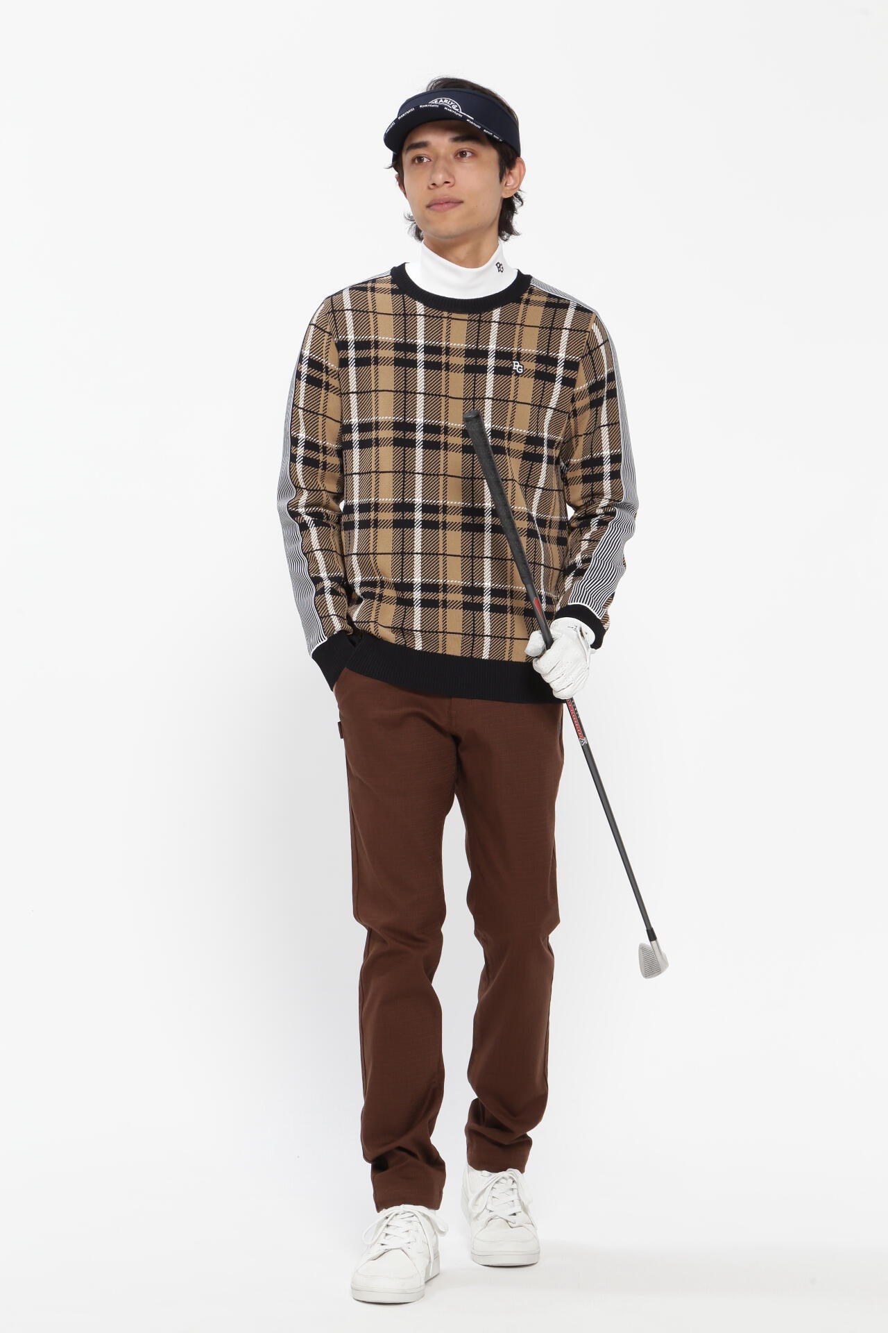 クルーネックニットプルオーバー <CHECKシリーズ>