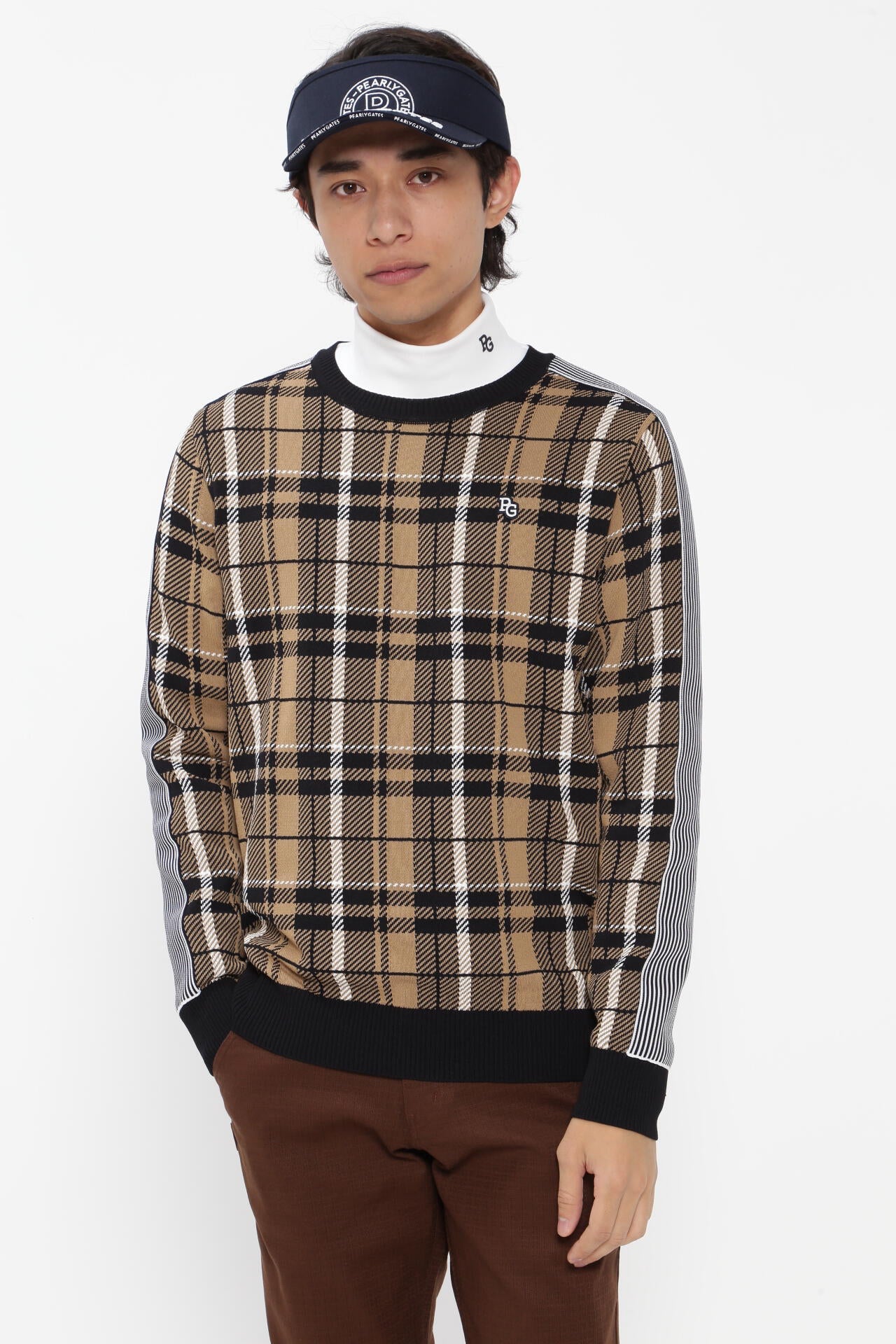 クルーネックニットプルオーバー <CHECKシリーズ>
