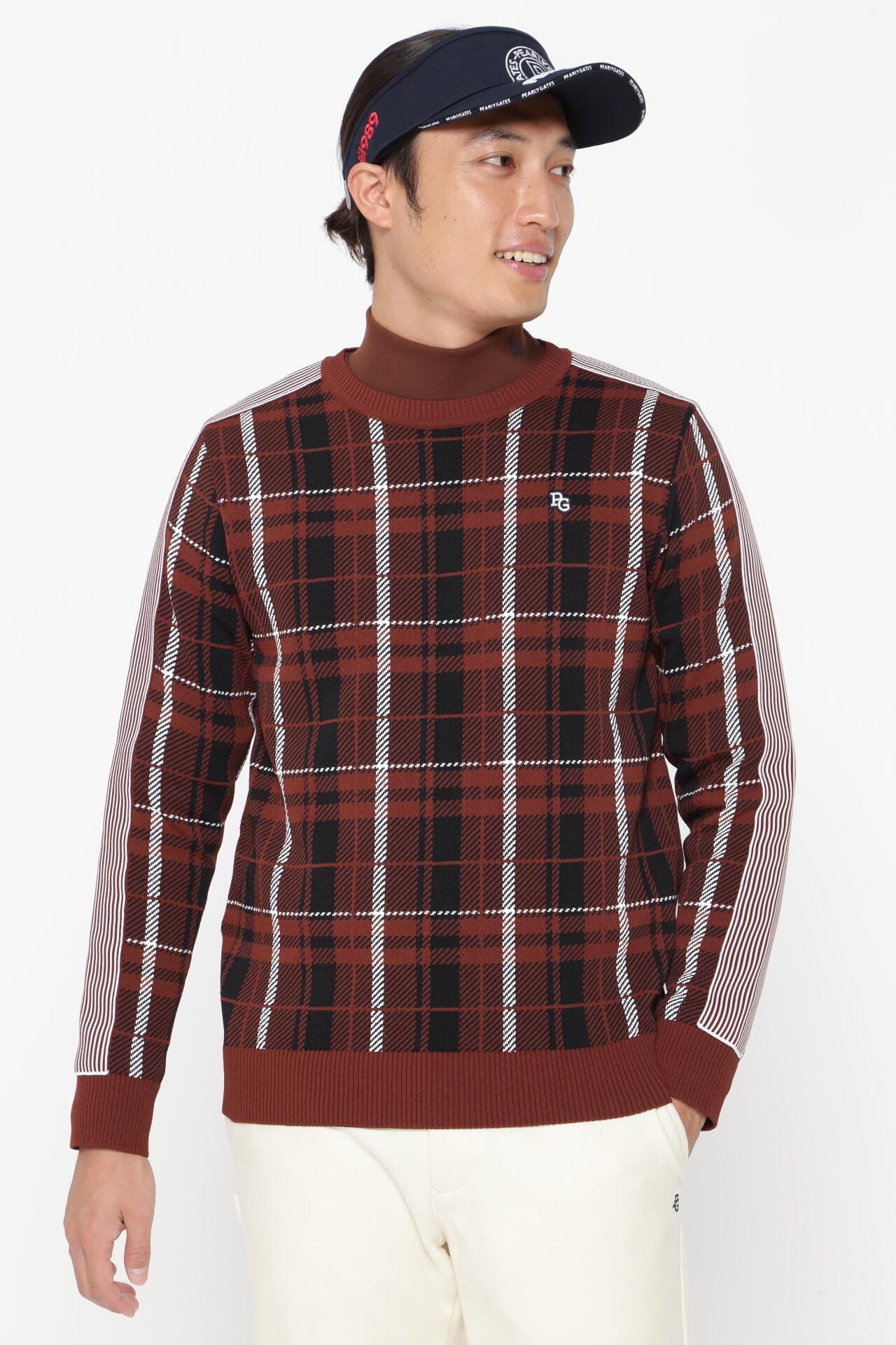 クルーネックニットプルオーバー <CHECKシリーズ>