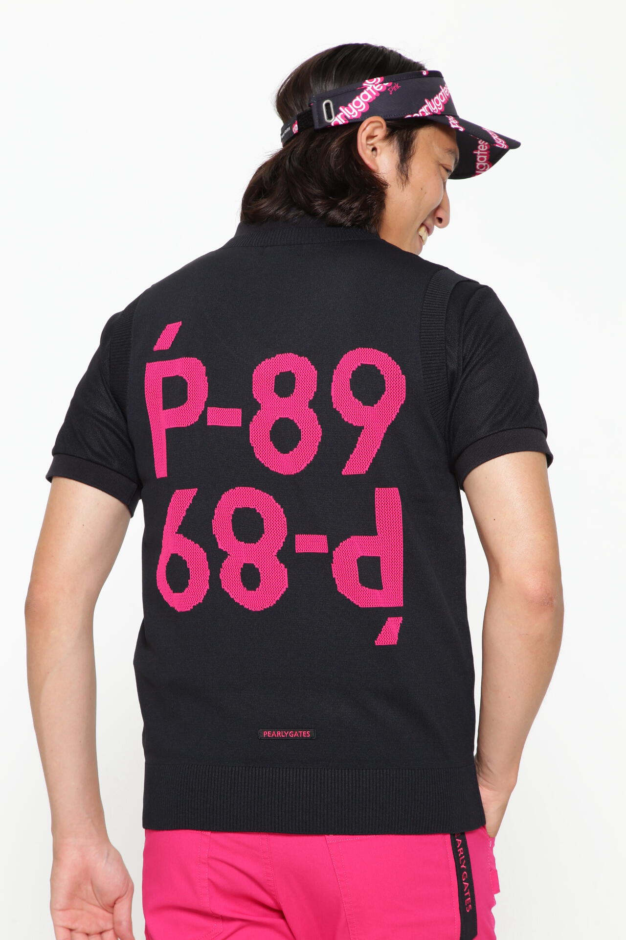 光栓50 Vネックニットベストプルオーバー <Pink with BLACK>