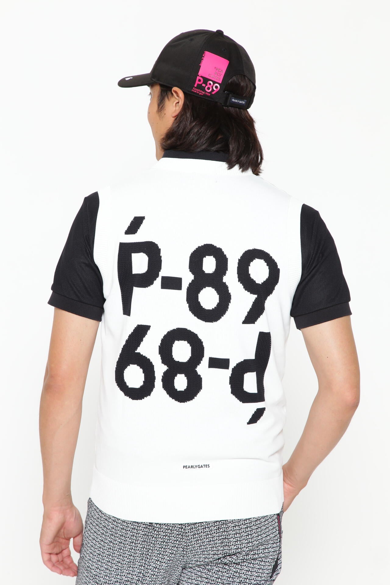 光栓50 Vネックニットベストプルオーバー <Pink with BLACK>