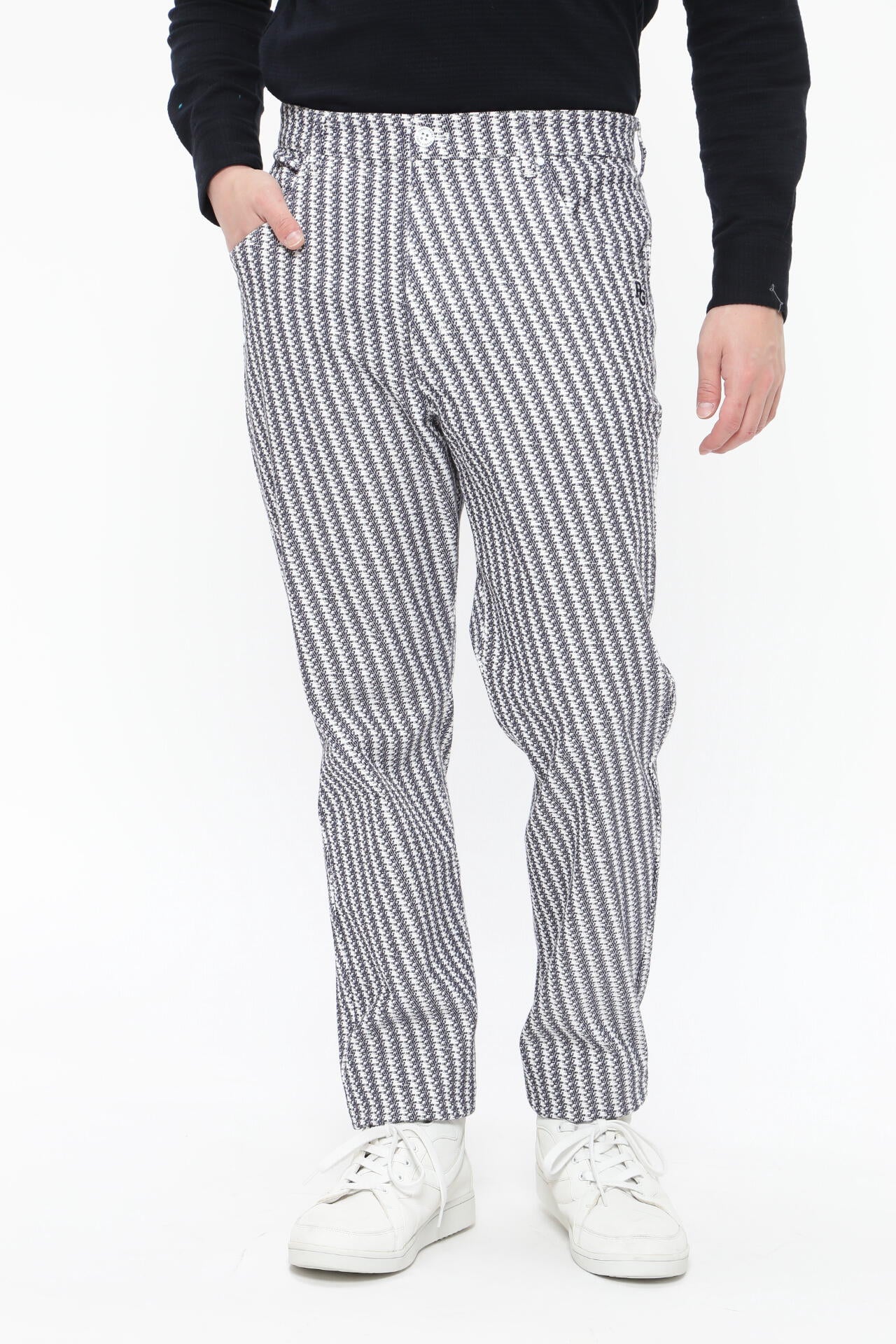 35th ポリエステルコットン ルアンチンカルゼ ストレッチパンツ <PG35th><Relaxシリーズ><小紋柄シリーズ>