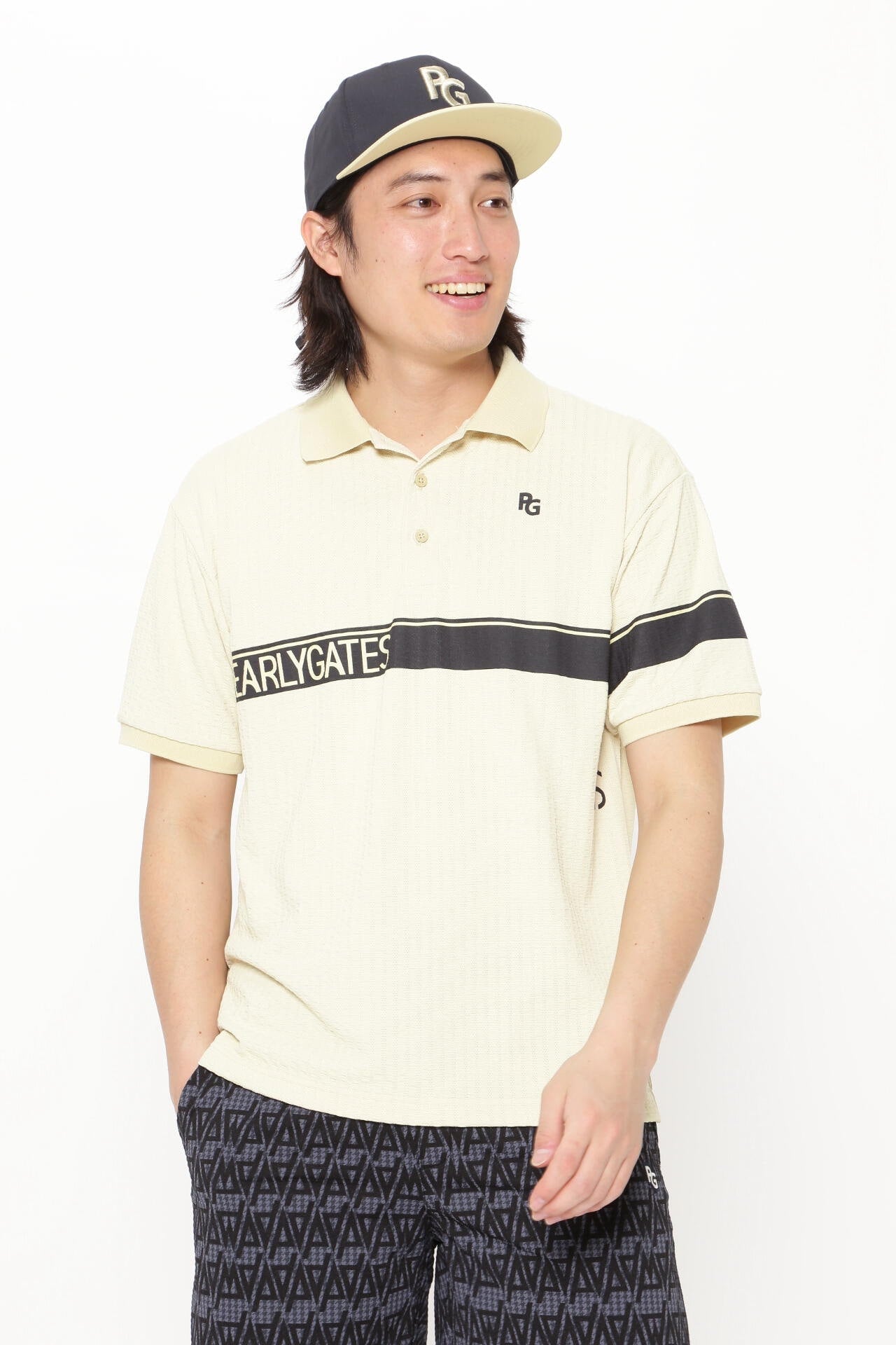 カノコサッカーストライプ DRY MASTER 半袖ポロシャツ <シャンパンゴールド><Relaxシリーズ>