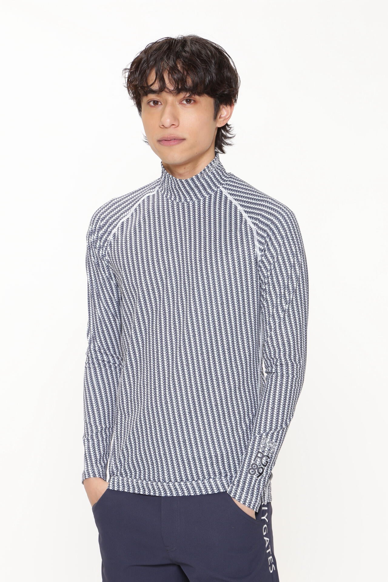 エステルベアカノコ 長袖ハイネックカットソー <小紋柄シリーズ>