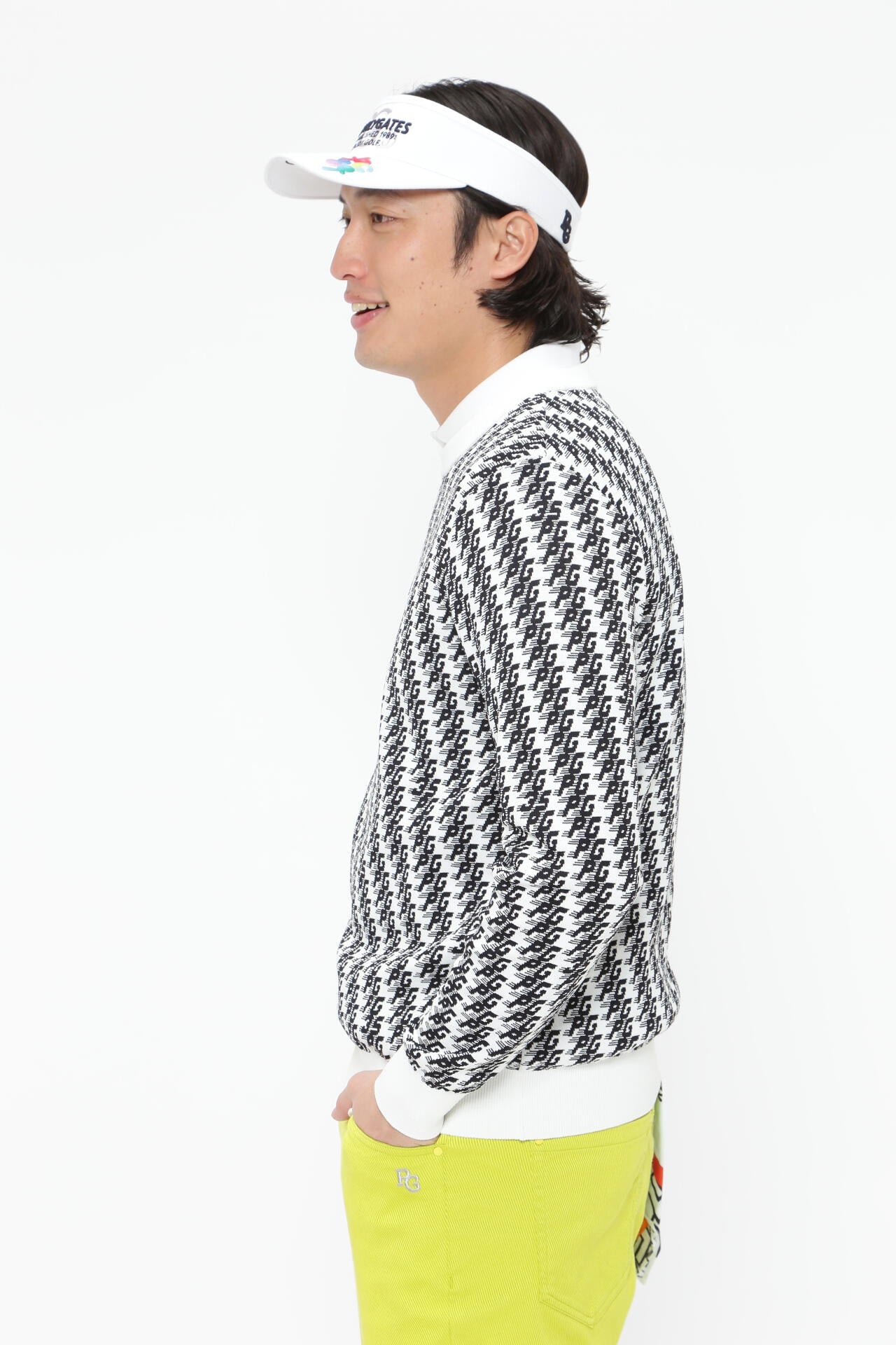 コットンビーム クルーネックニットプルオーバー <小紋柄シリーズ>