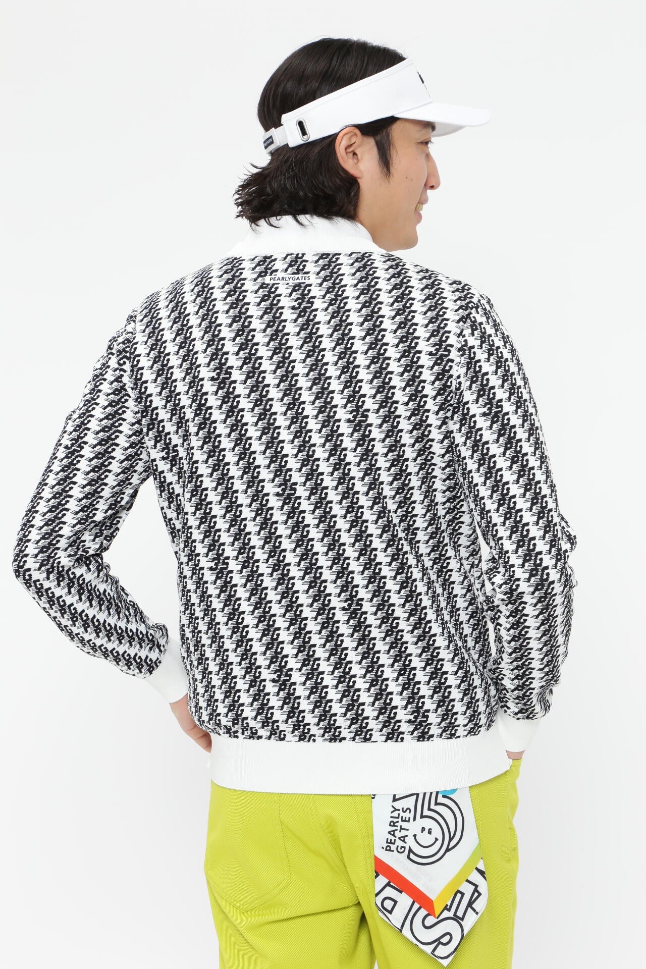 コットンビーム クルーネックニットプルオーバー <小紋柄シリーズ>
