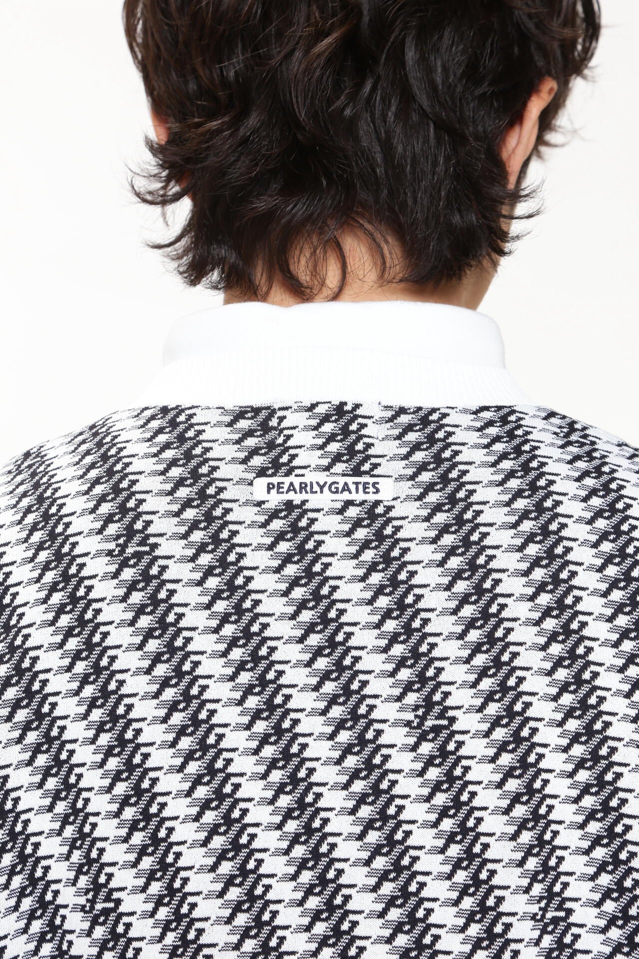 Vネックニットベストプルオーバー <小紋柄シリーズ>