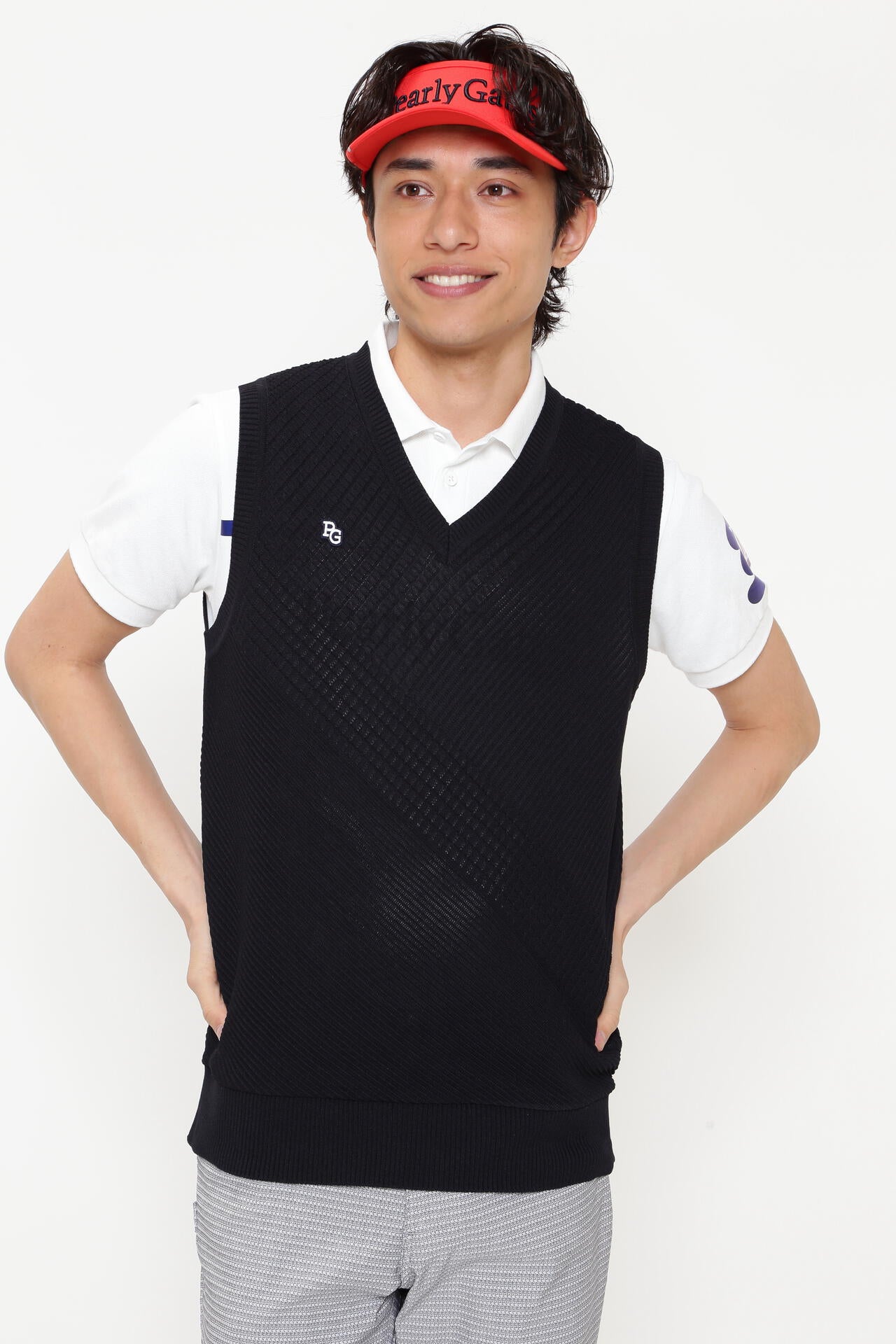 コットンビーム×アモッサLS Vネックニットベスト <PGPRO>