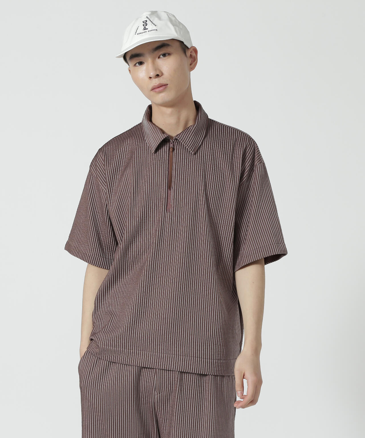 【PGG】【直営店舗&公式オンライン限定】Peストレッチピンタックジャージー半袖ポロシャツ (MENS)