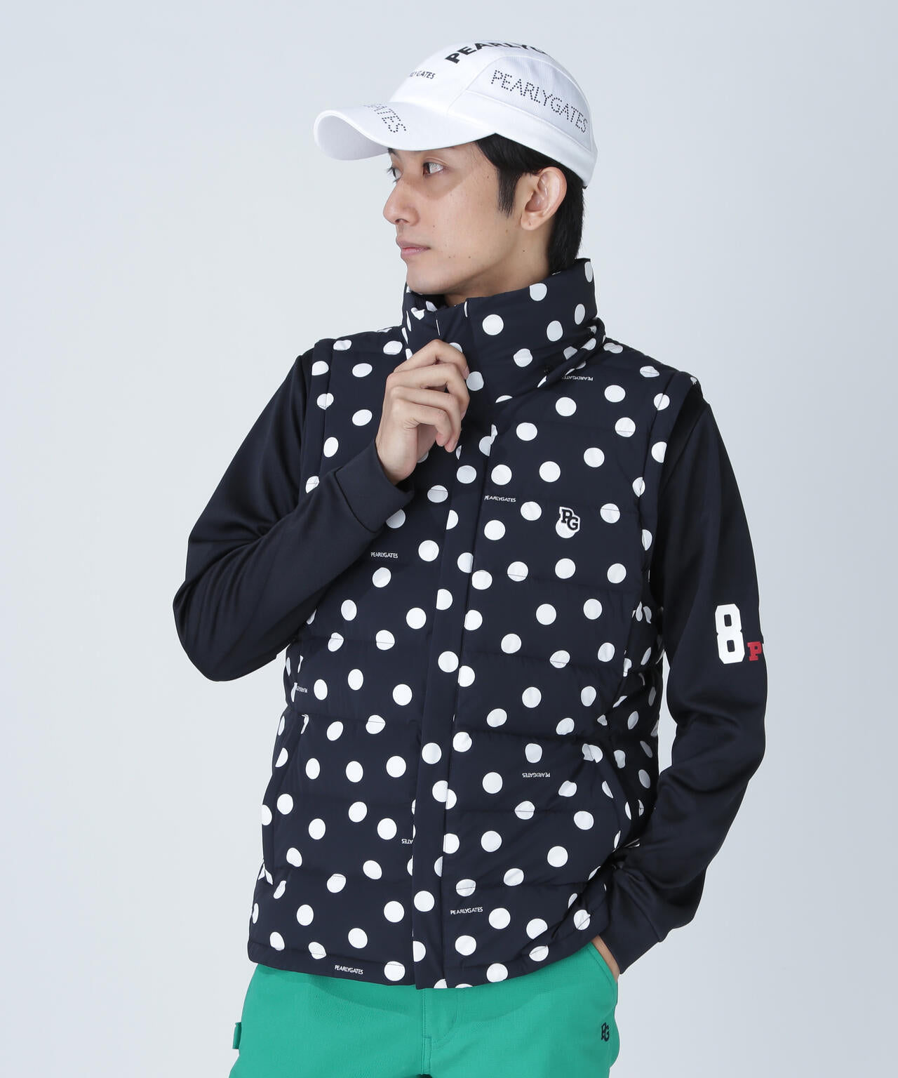 Nyストレッチタフタフーディダウンジャケット <ランダムドット柄>