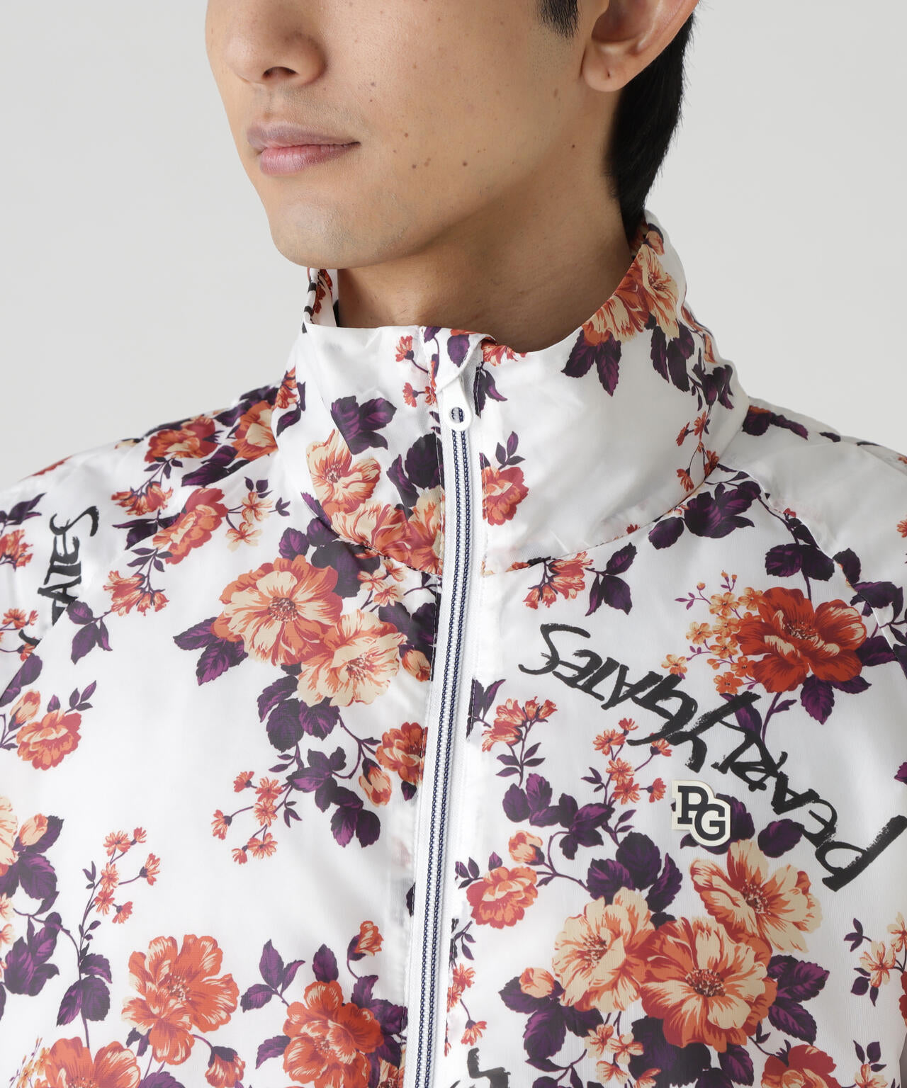 Peミニリップ中綿ジップアップブルゾン <繊細花柄>
