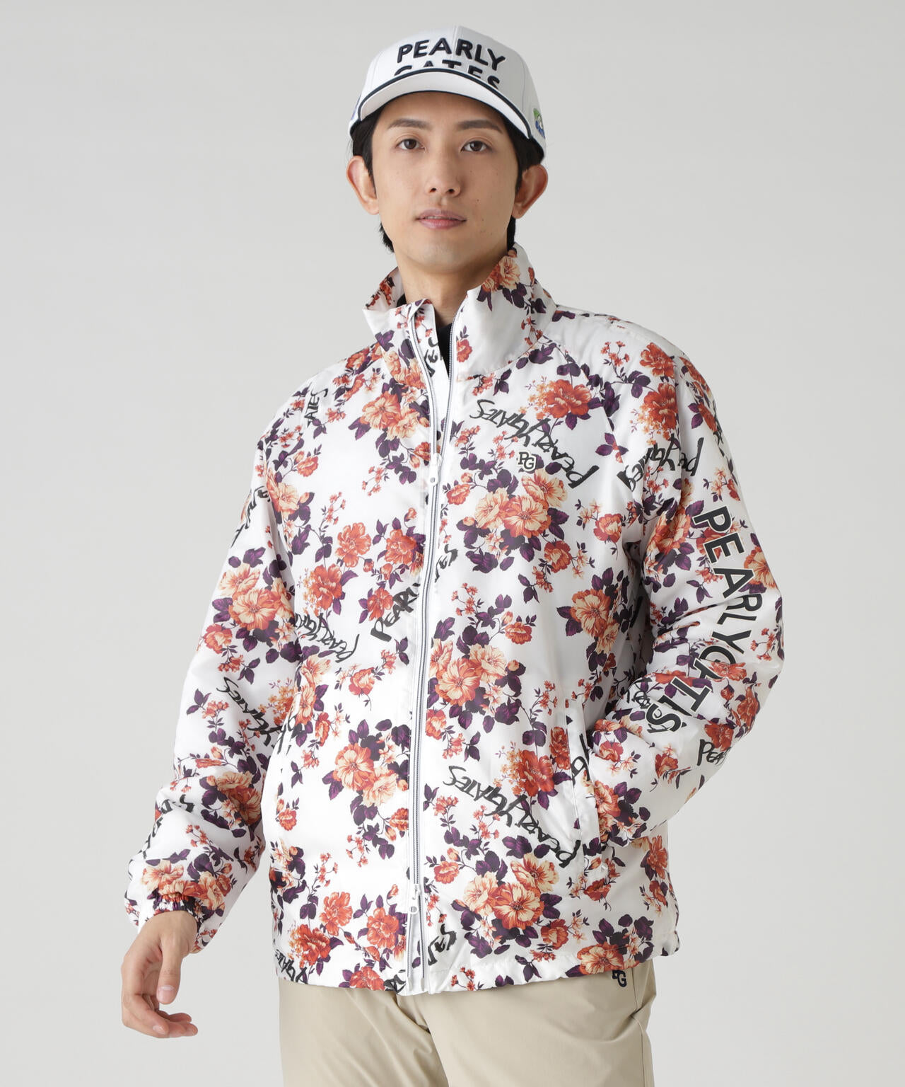 Peミニリップ中綿ジップアップブルゾン <繊細花柄>