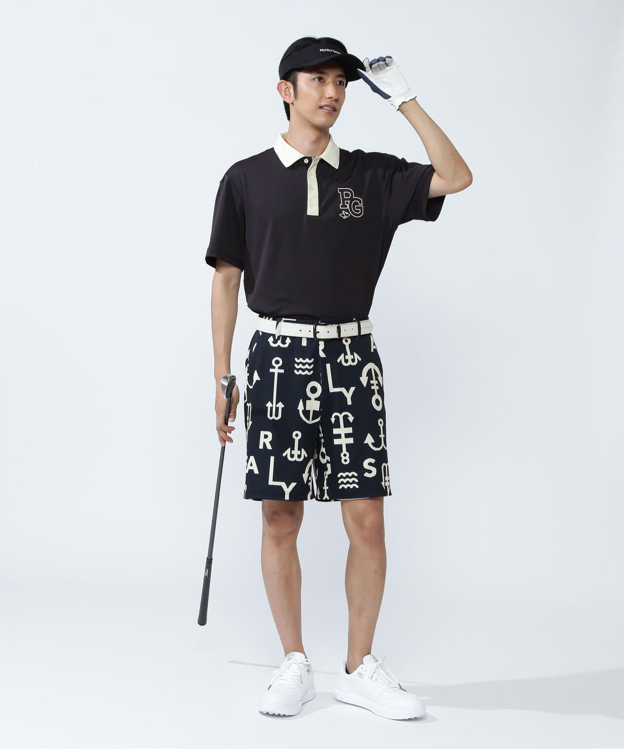 梨地ショートパンツ <アンカーロゴ総柄>