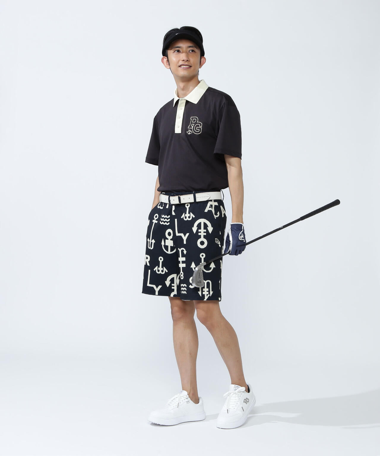 梨地ショートパンツ <アンカーロゴ総柄>