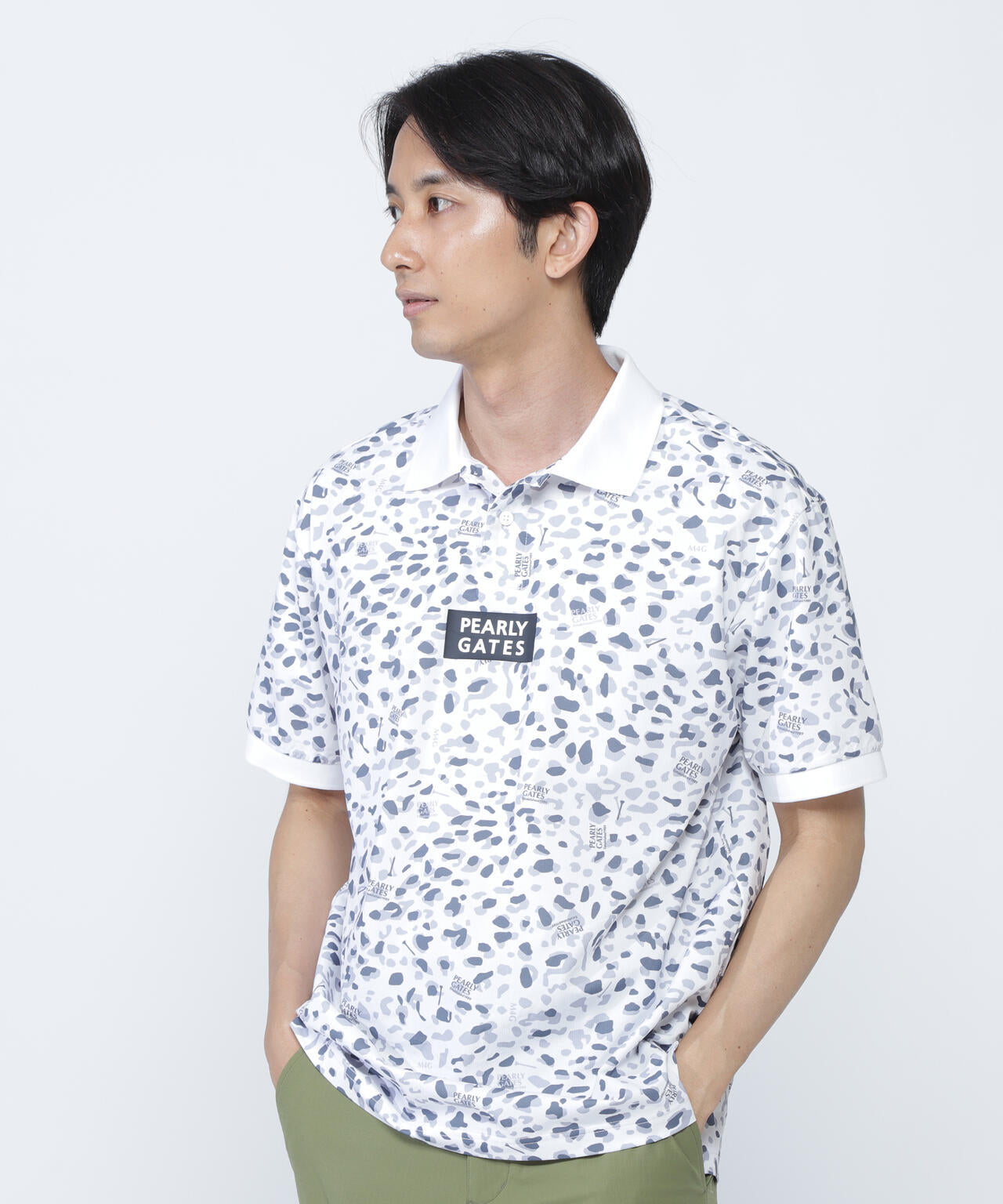 格子ジャージ半袖ポロシャツ <ヒョウ柄>