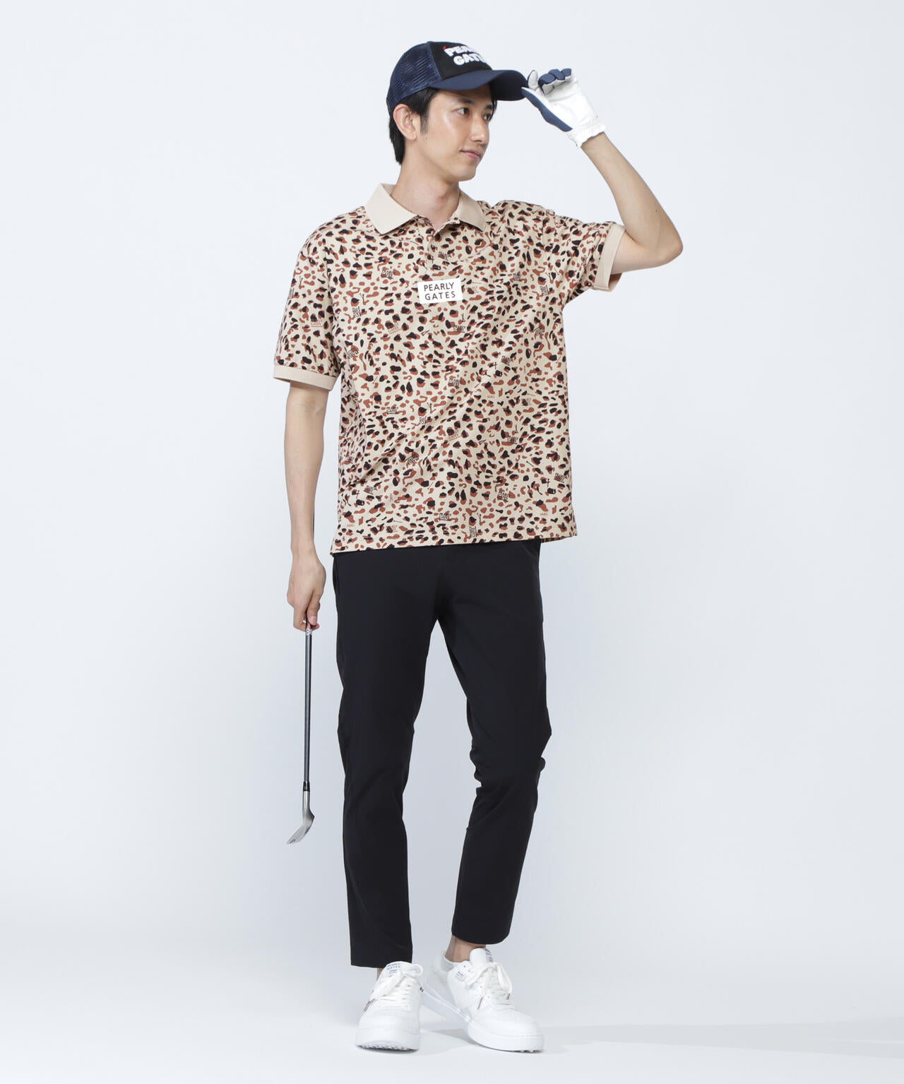 格子ジャージ半袖ポロシャツ <ヒョウ柄>