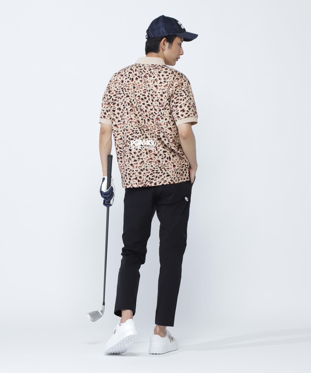 格子ジャージ半袖ポロシャツ <ヒョウ柄>