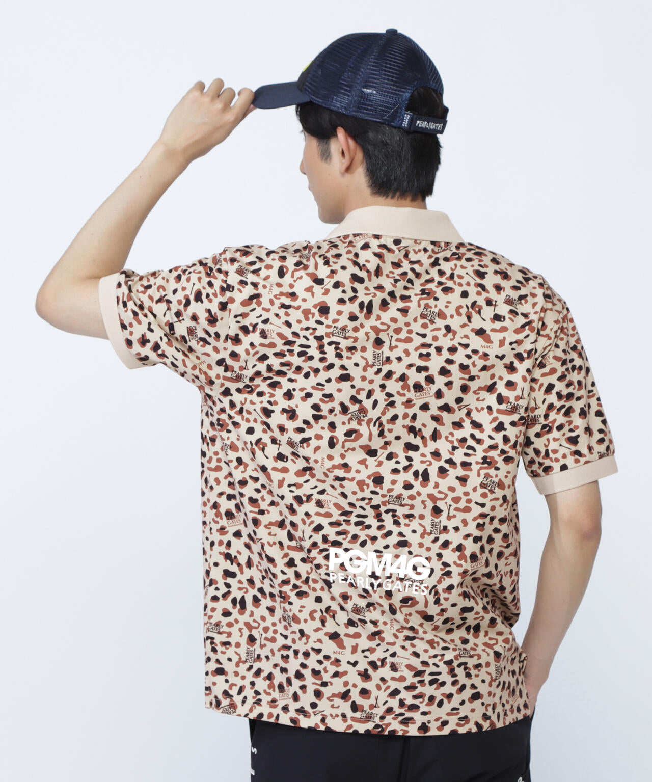 格子ジャージ半袖ポロシャツ <ヒョウ柄>