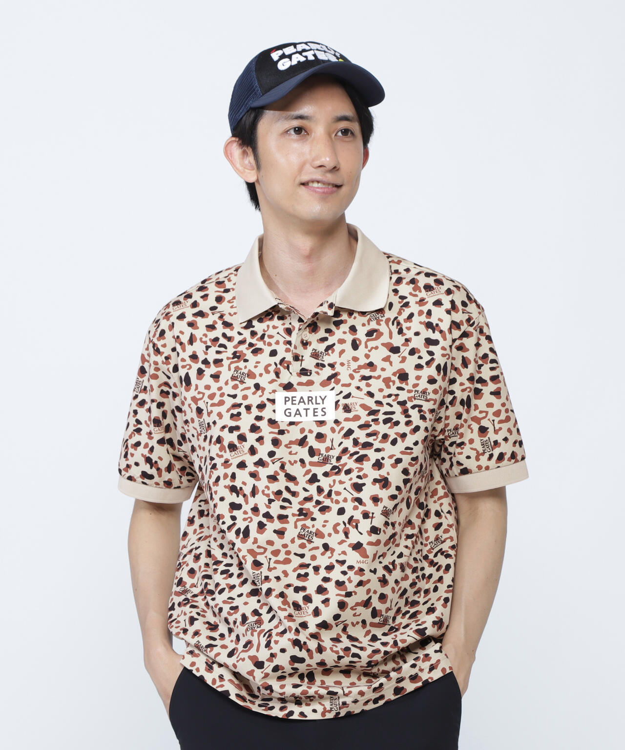 格子ジャージ半袖ポロシャツ <ヒョウ柄>