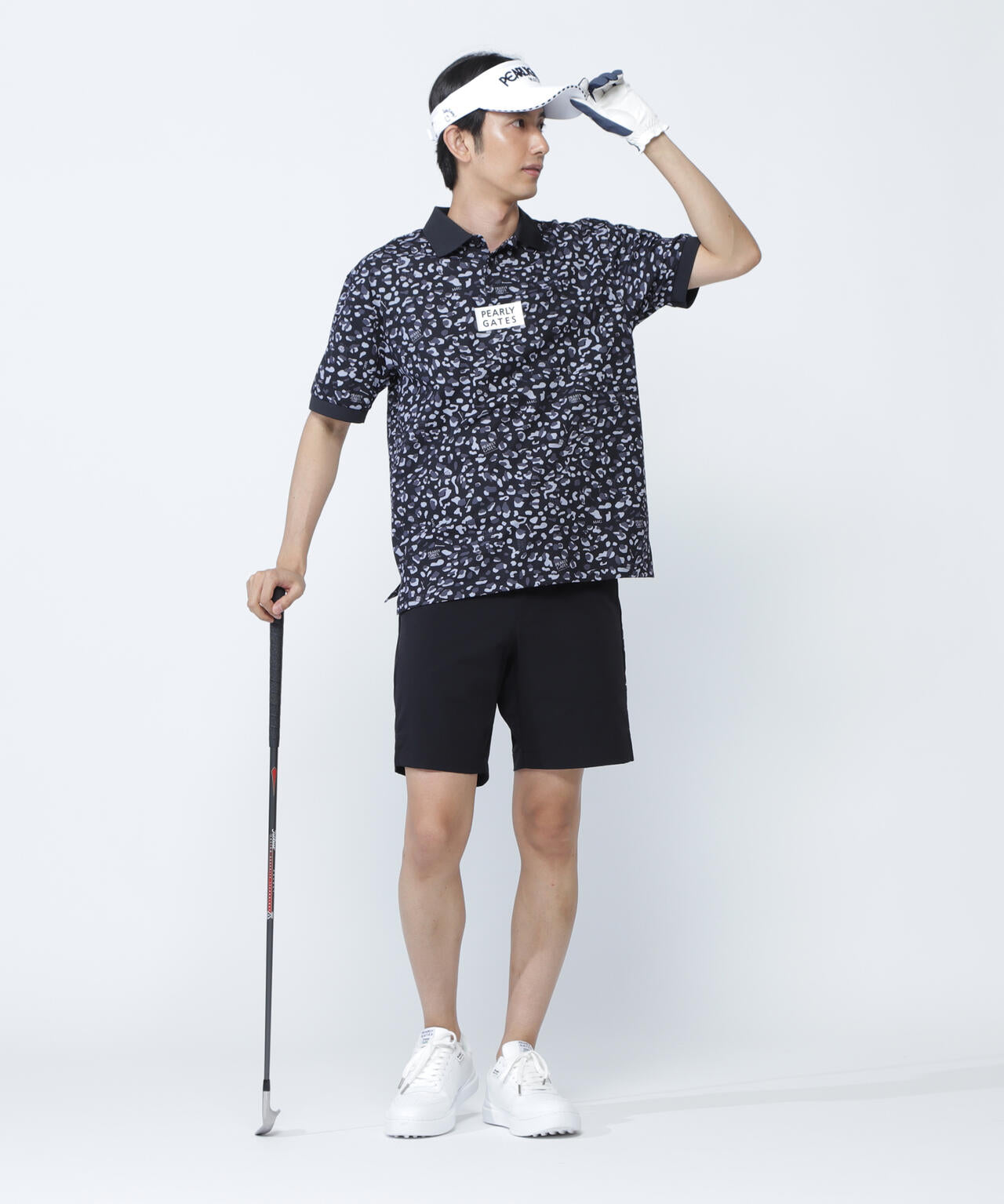 格子ジャージ半袖ポロシャツ <ヒョウ柄>