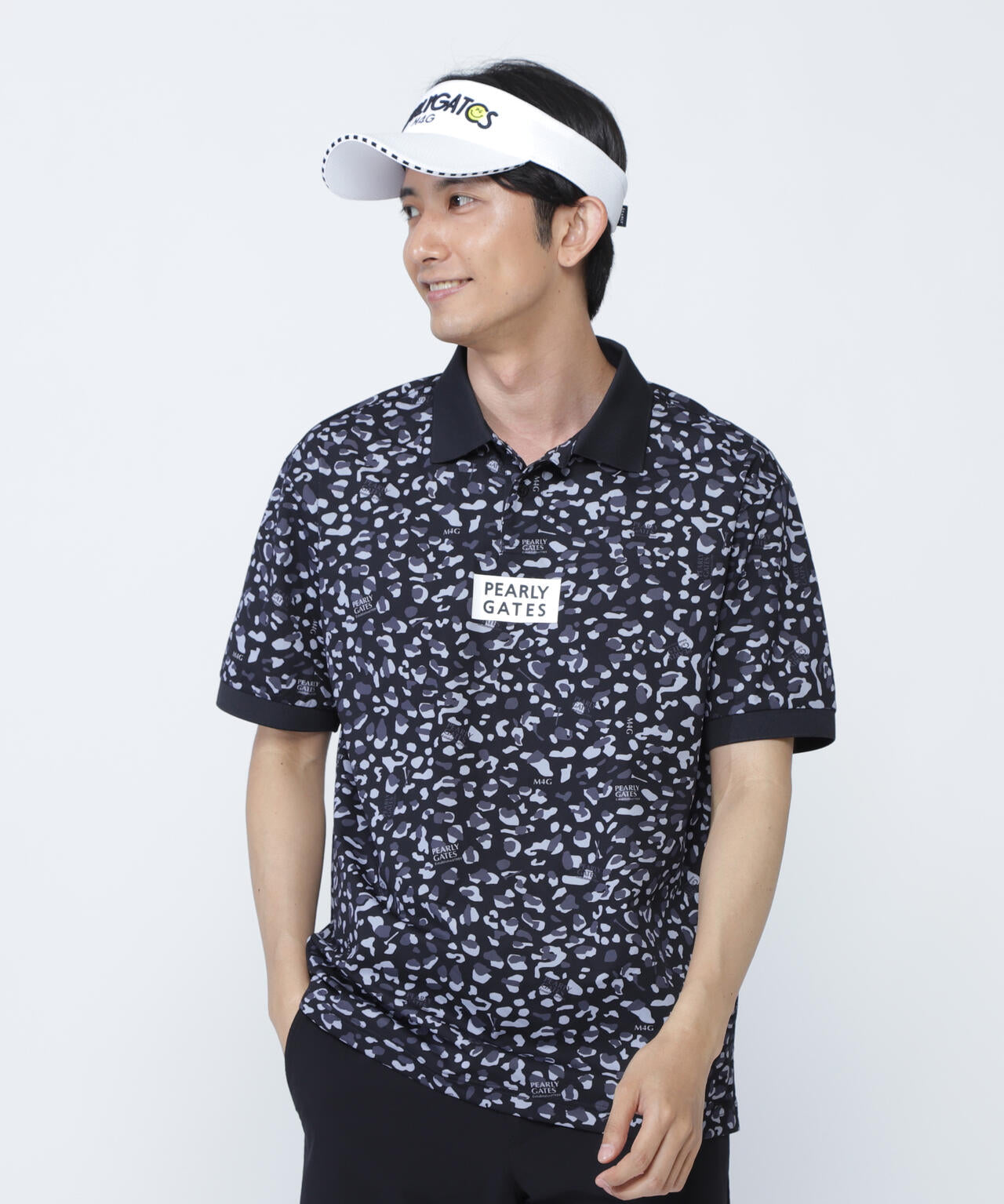 格子ジャージ半袖ポロシャツ <ヒョウ柄>