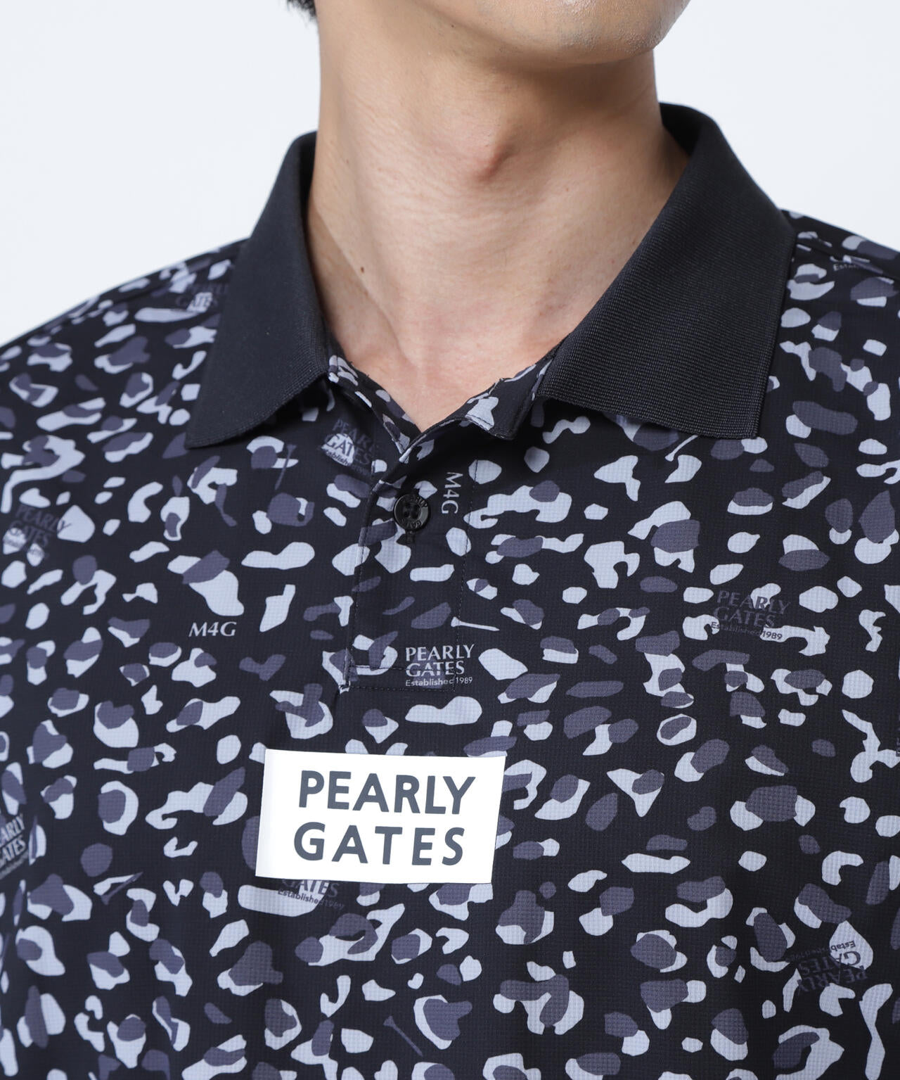 格子ジャージ半袖ポロシャツ <ヒョウ柄>