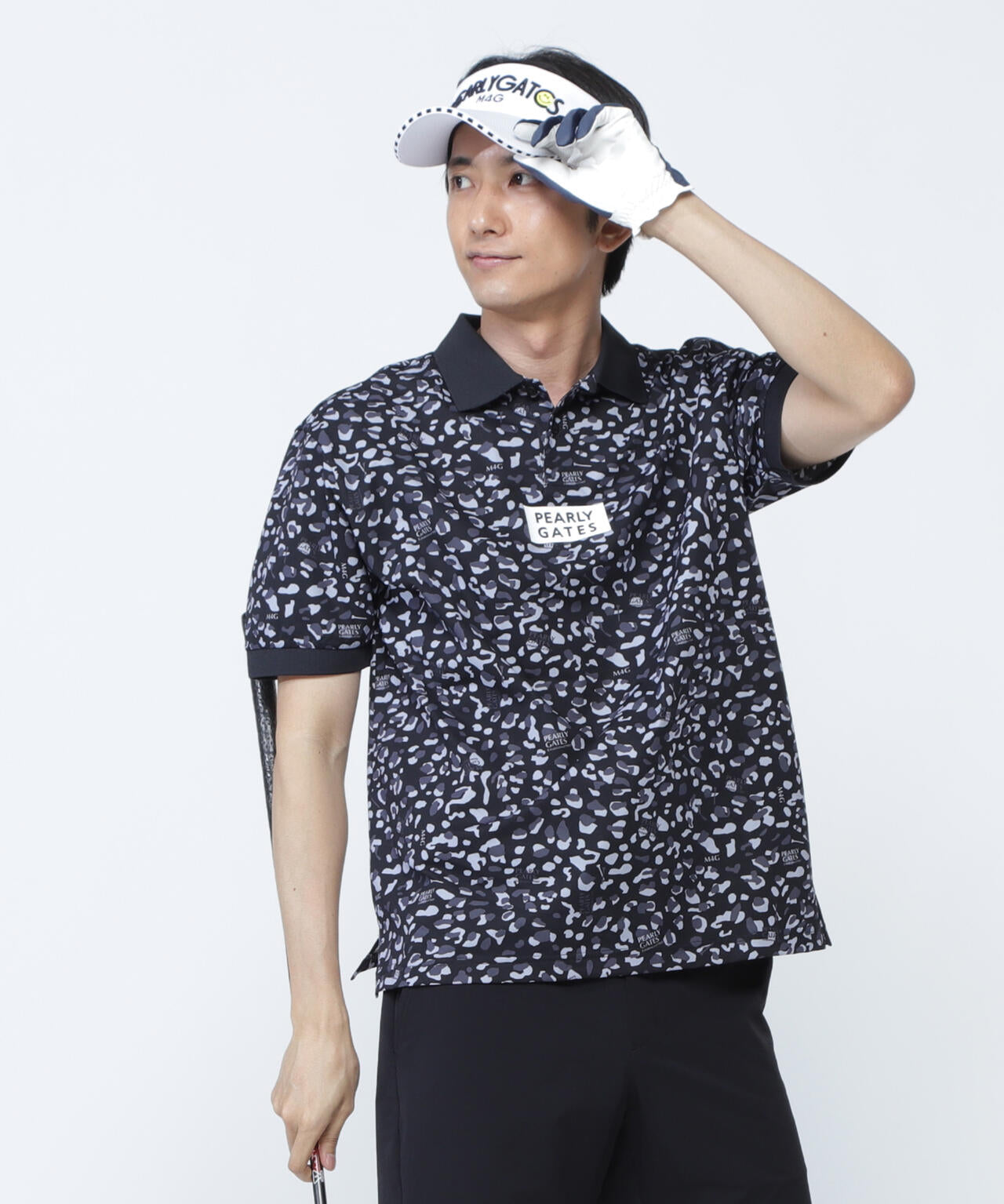 格子ジャージ半袖ポロシャツ <ヒョウ柄>