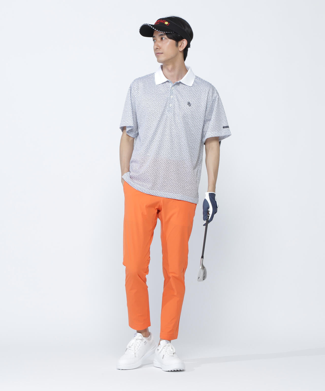 KAZEメッシュ半袖ポロシャツ <ロゴバイヤスボーダー柄><Relaxシリーズ>