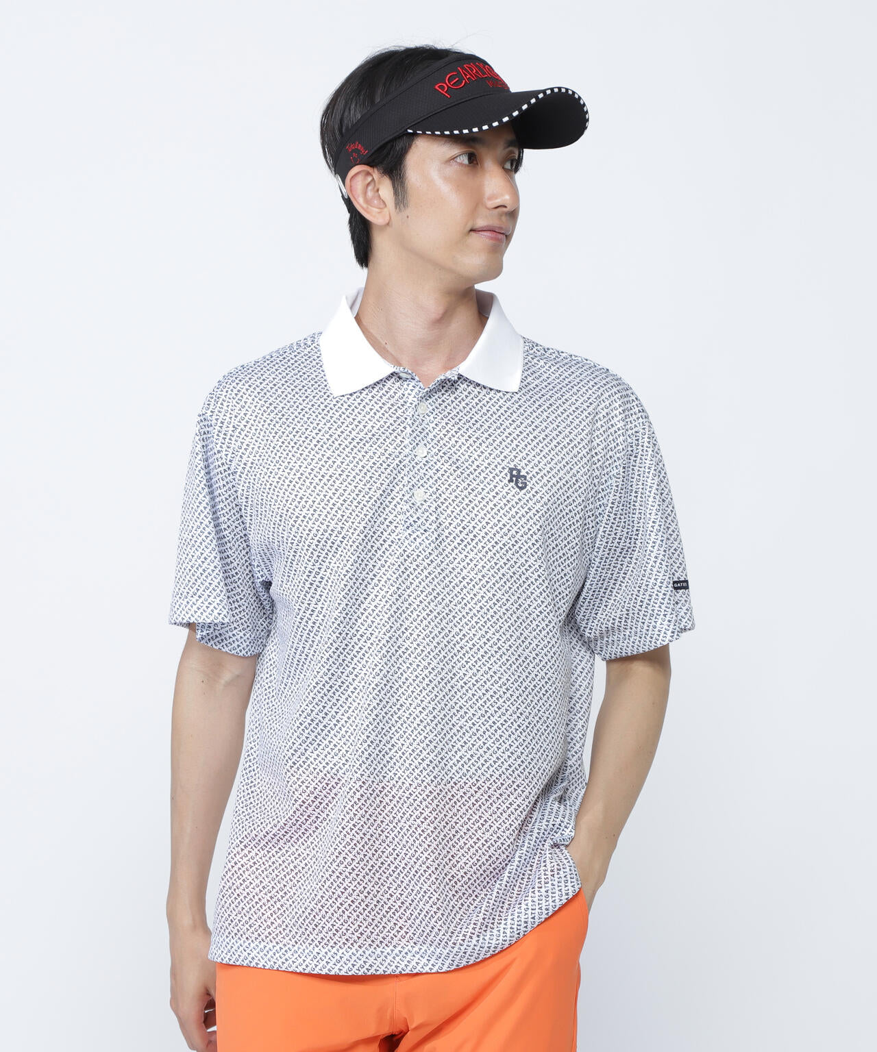 KAZEメッシュ半袖ポロシャツ <ロゴバイヤスボーダー柄><Relaxシリーズ>