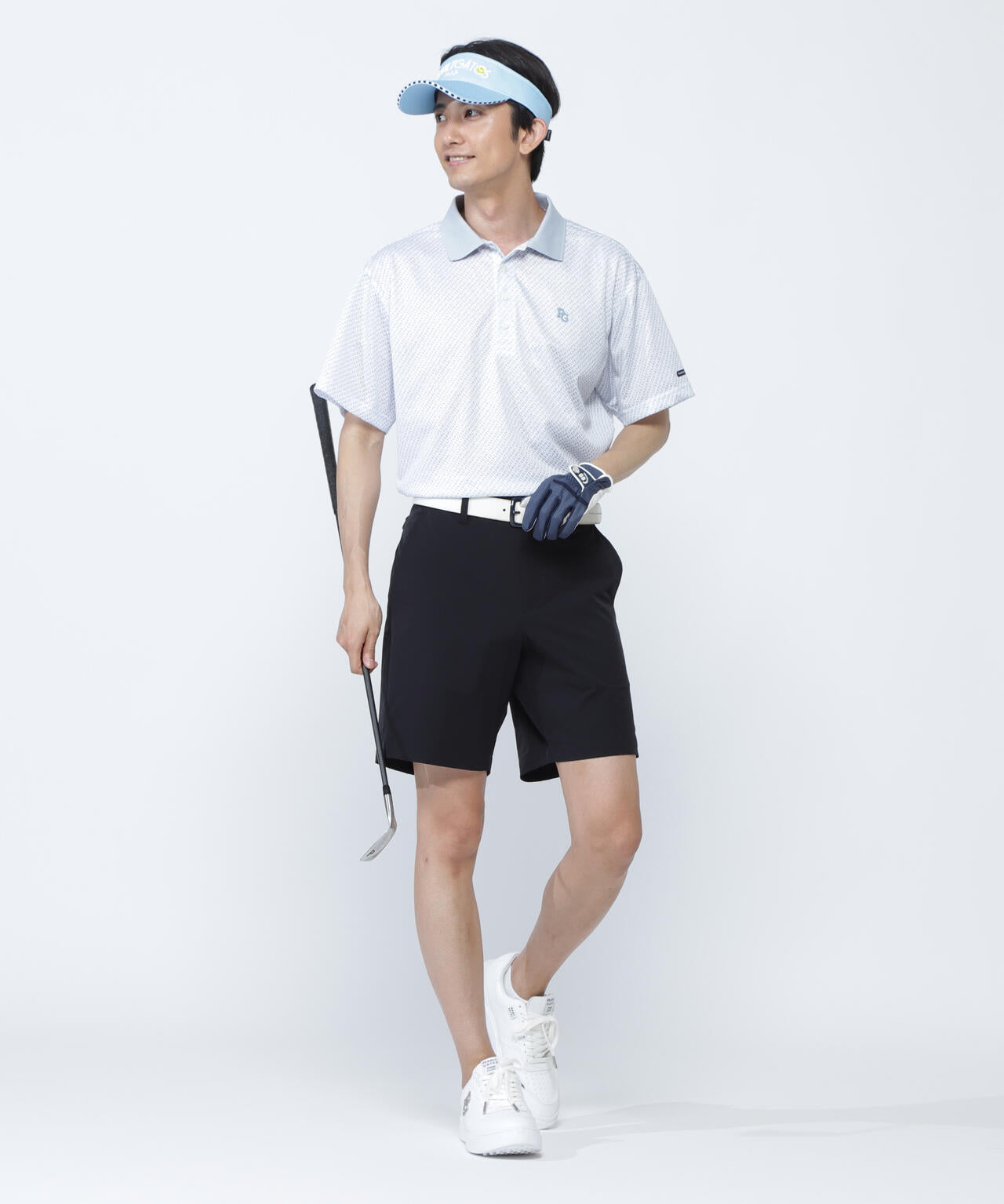 KAZEメッシュ半袖ポロシャツ <ロゴバイヤスボーダー柄><Relaxシリーズ>