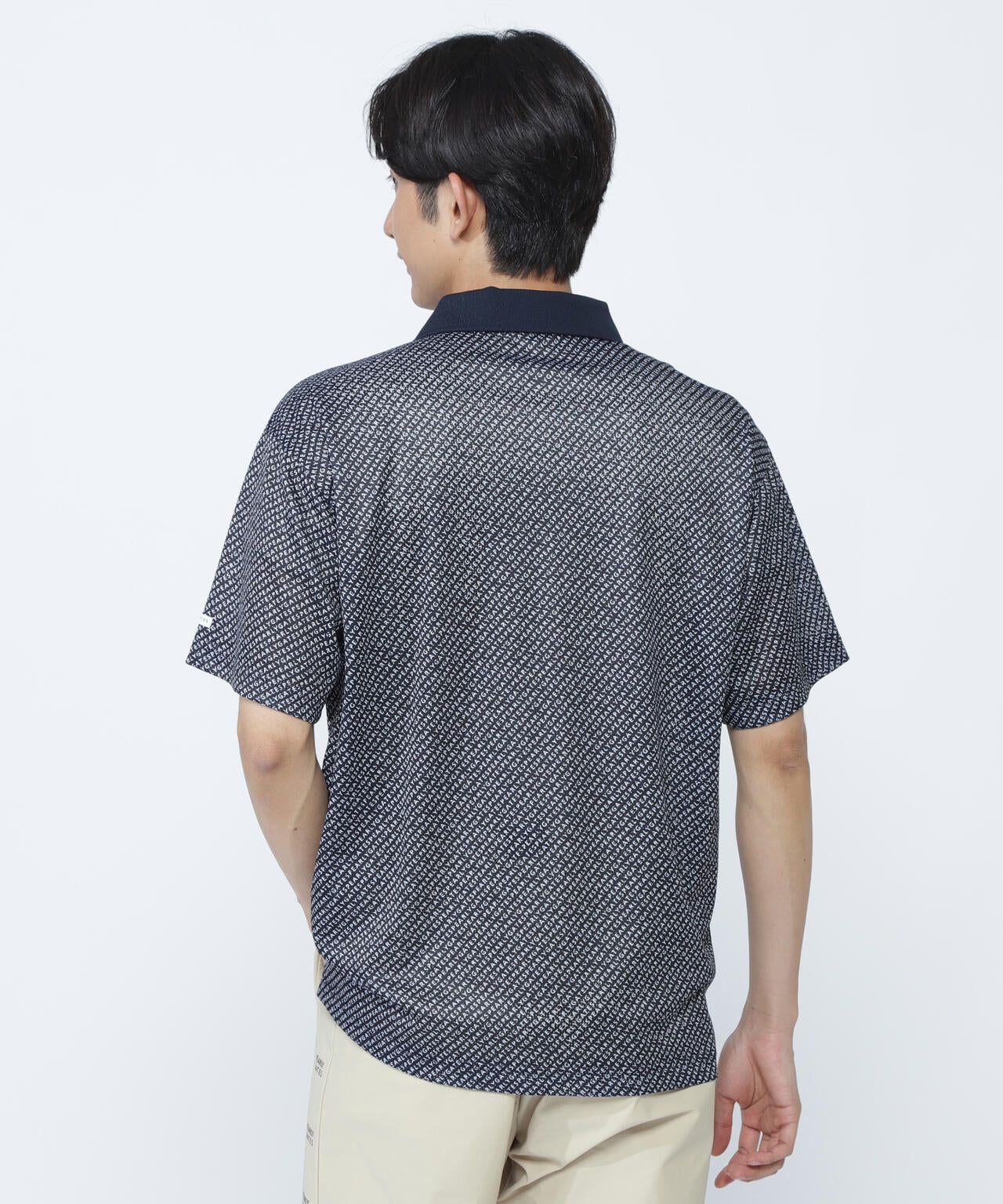 KAZEメッシュ半袖ポロシャツ <ロゴバイヤスボーダー柄><Relaxシリーズ>