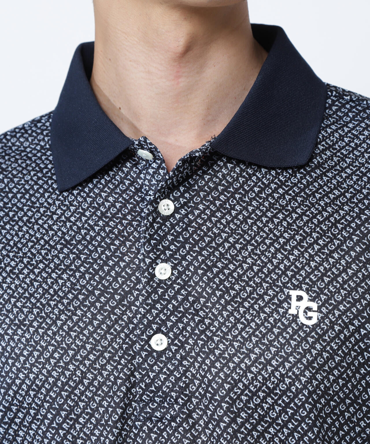 KAZEメッシュ半袖ポロシャツ <ロゴバイヤスボーダー柄><Relaxシリーズ>