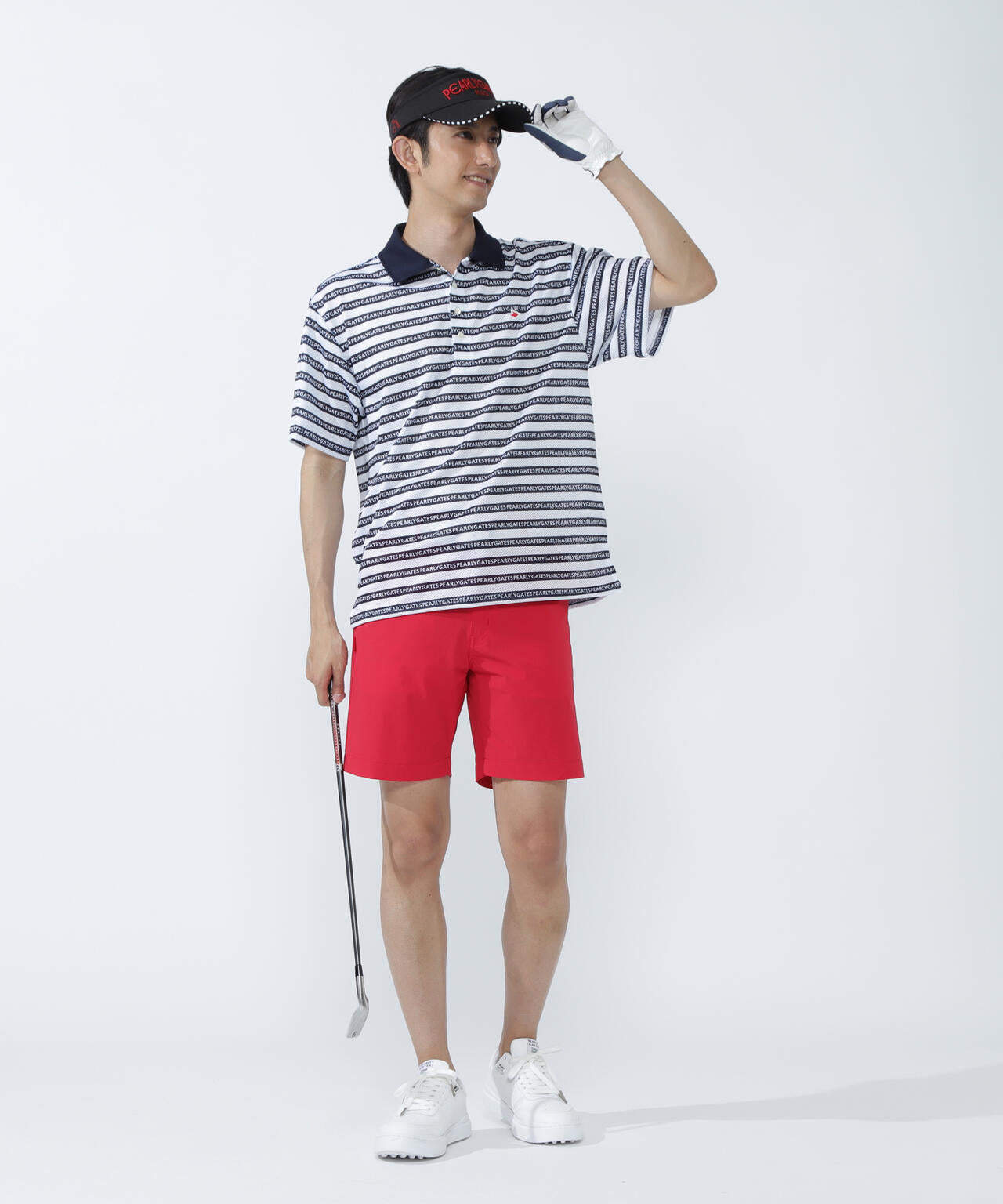 KAZEメッシュ半袖ポロシャツ <ロゴボーダー柄>