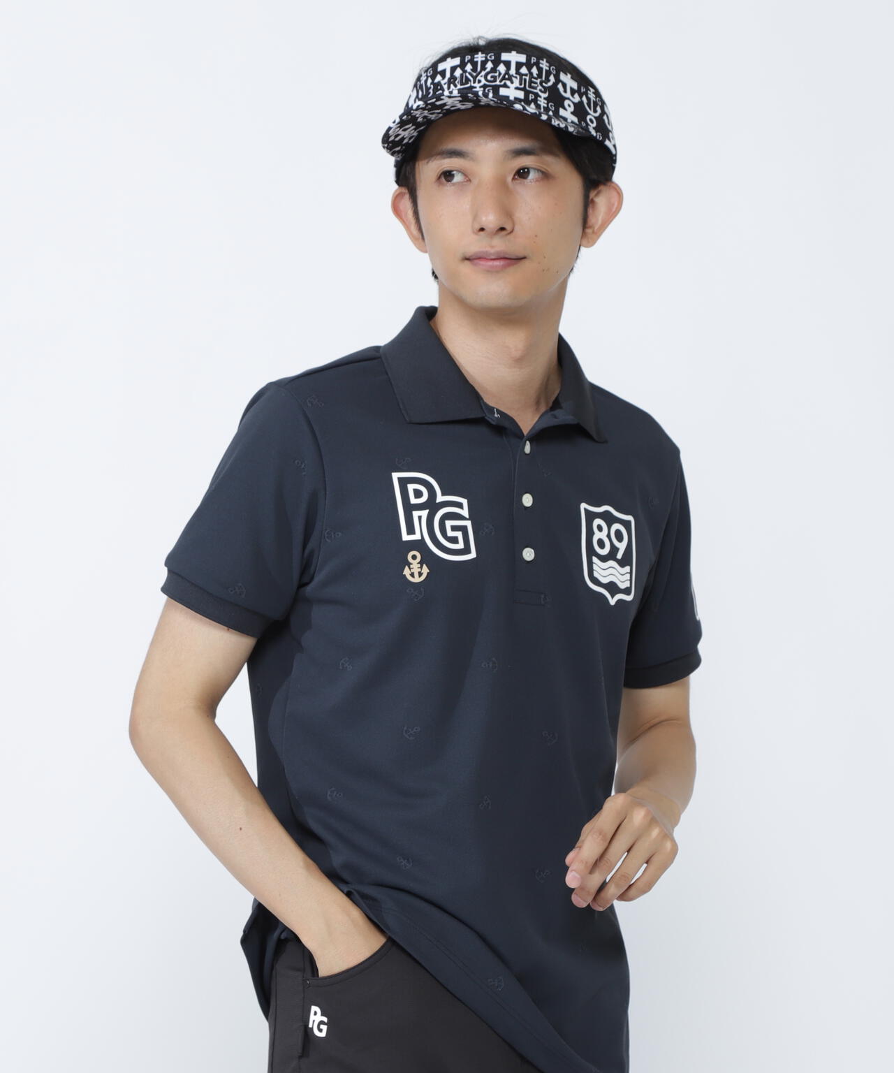 ストレッチカノコアンカージャガード半袖ポロシャツ