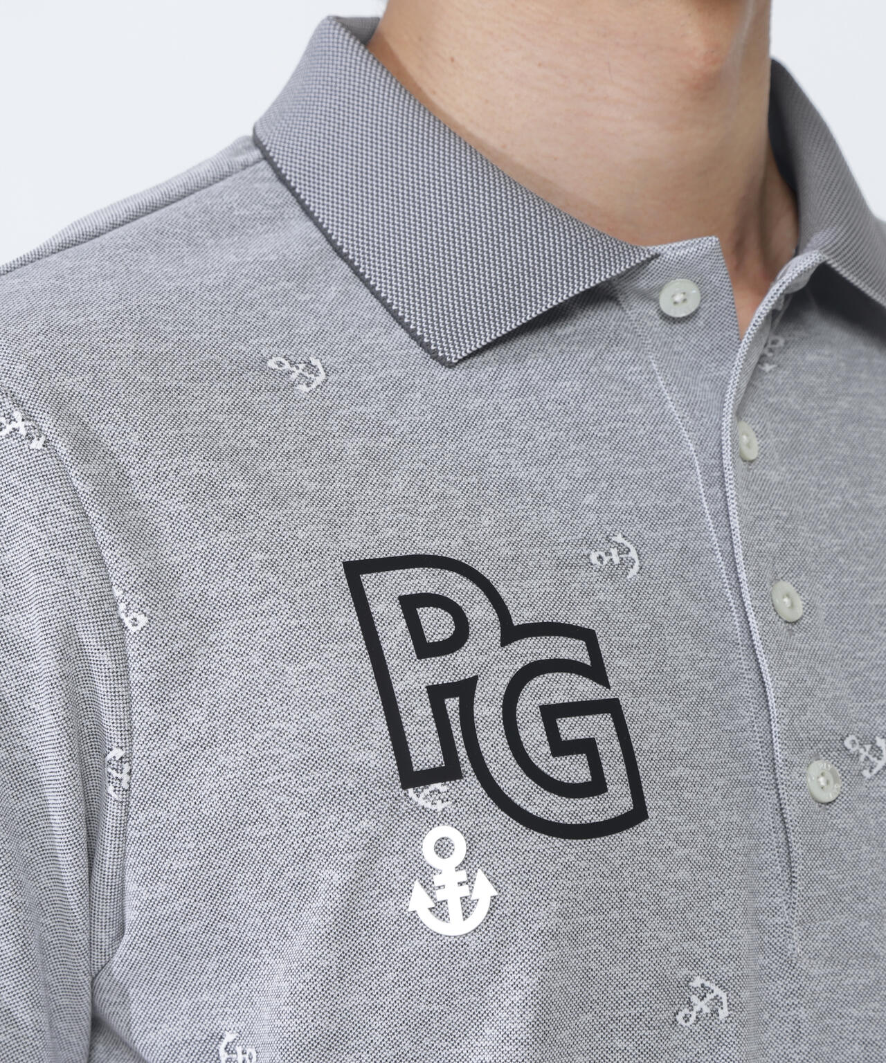 ストレッチカノコアンカージャガード半袖ポロシャツ