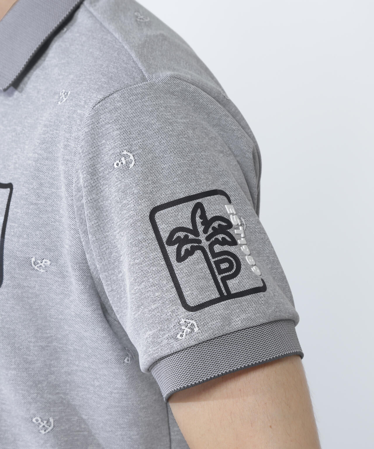 ストレッチカノコアンカージャガード半袖ポロシャツ