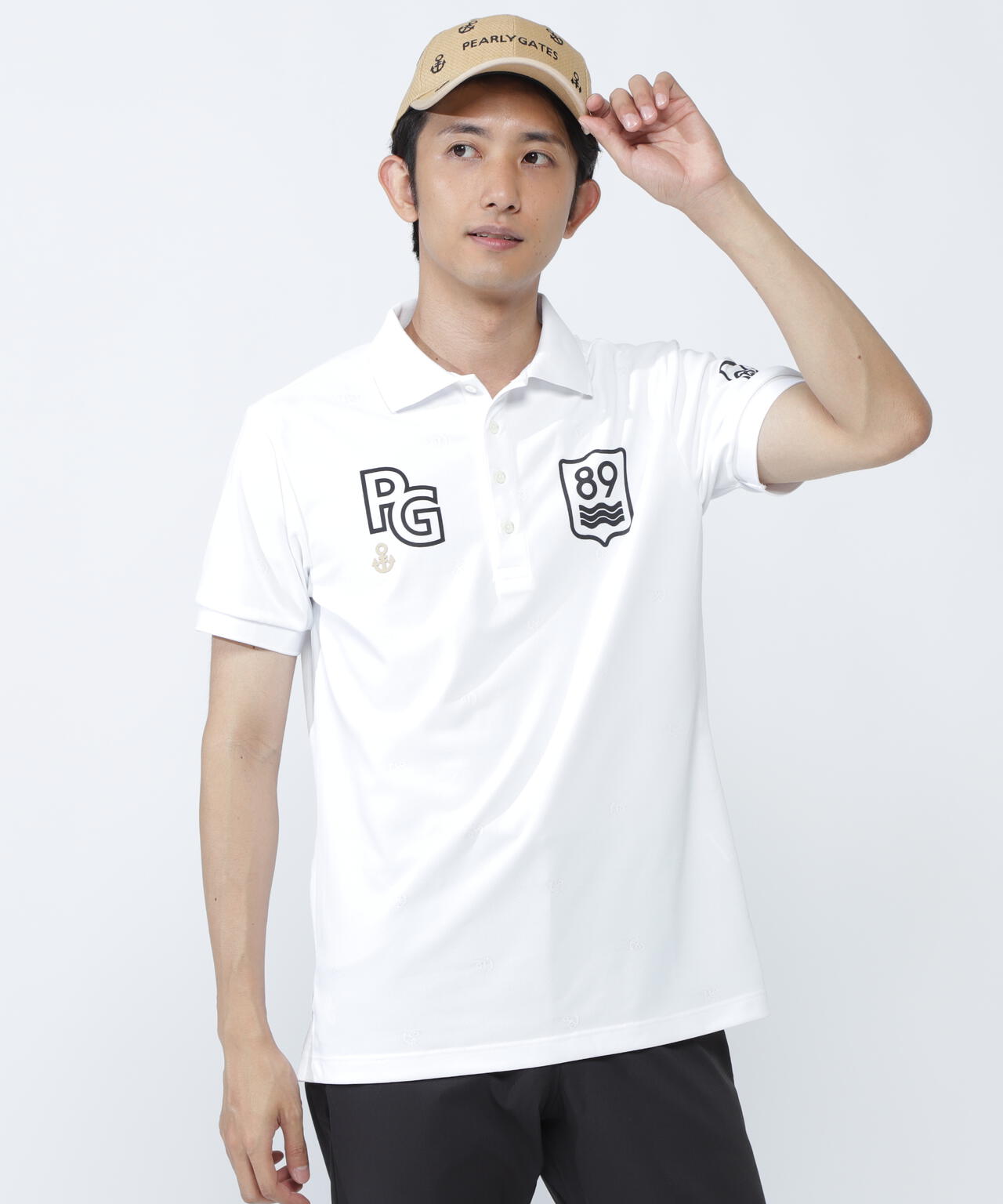 ストレッチカノコアンカージャガード半袖ポロシャツ